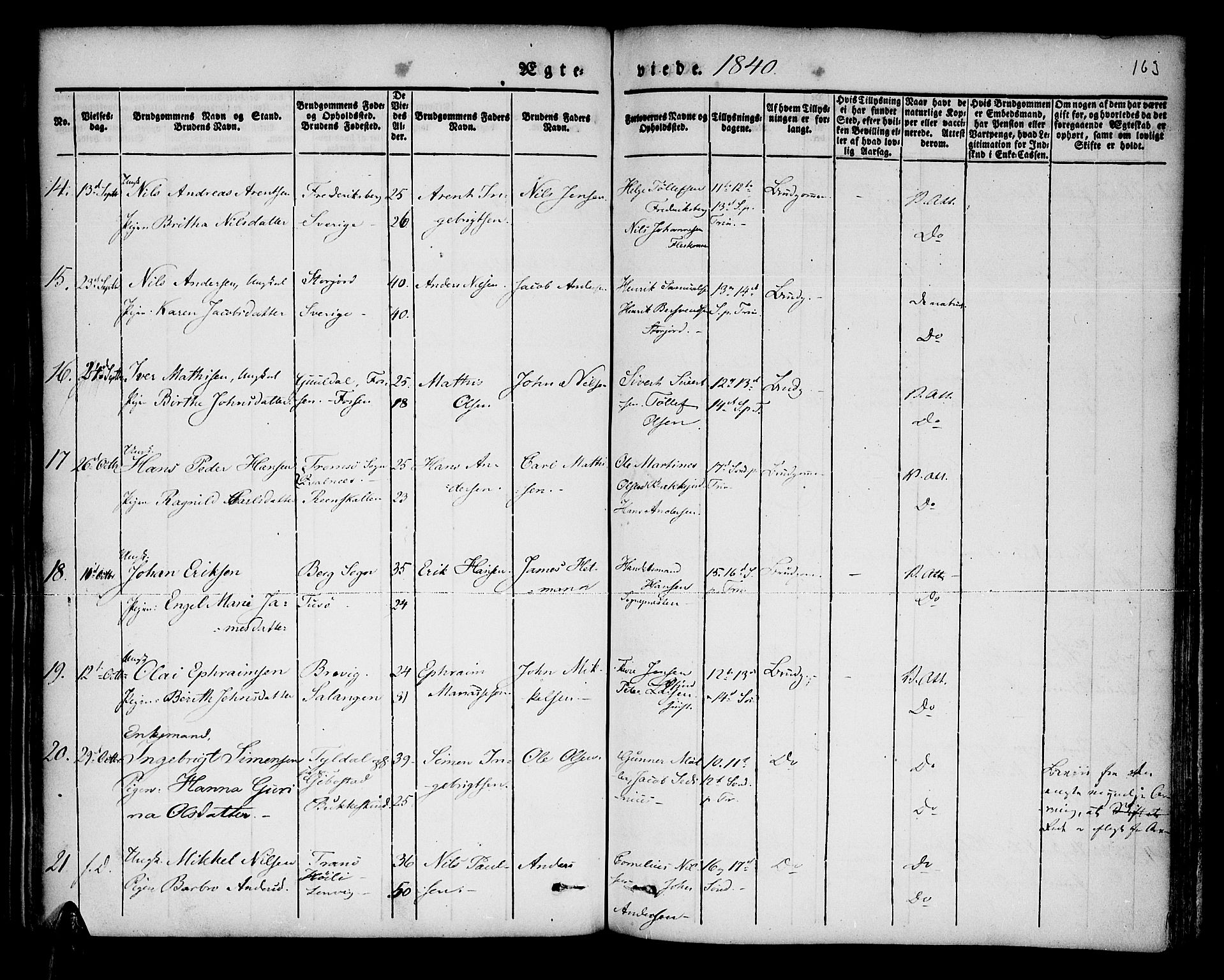 Lenvik sokneprestembete, SATØ/S-1310/H/Ha/Haa/L0004kirke: Parish register (official) no. 4, 1832-1844, p. 163