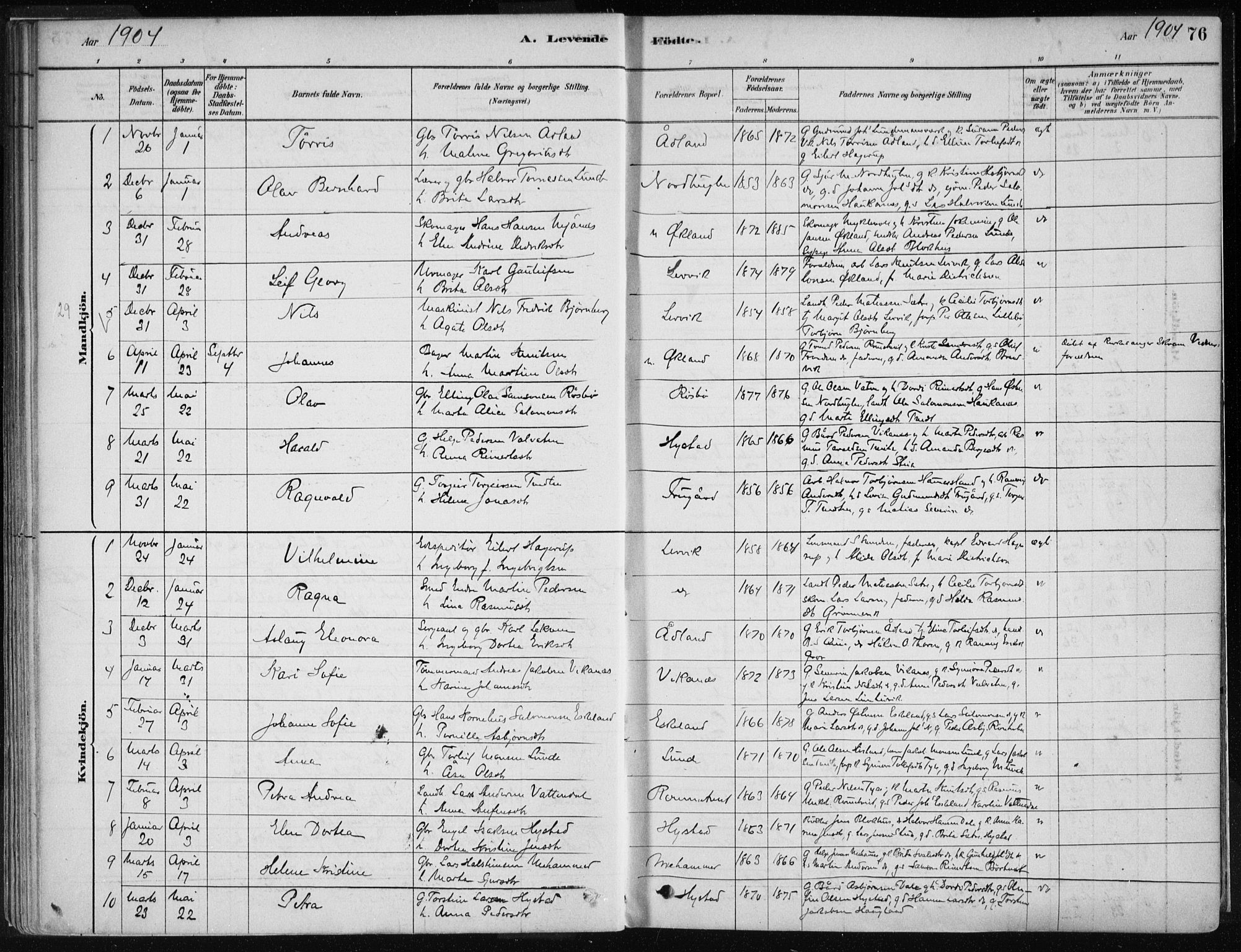 Stord sokneprestembete, SAB/A-78201/H/Haa: Parish register (official) no. B 2, 1878-1913, p. 76