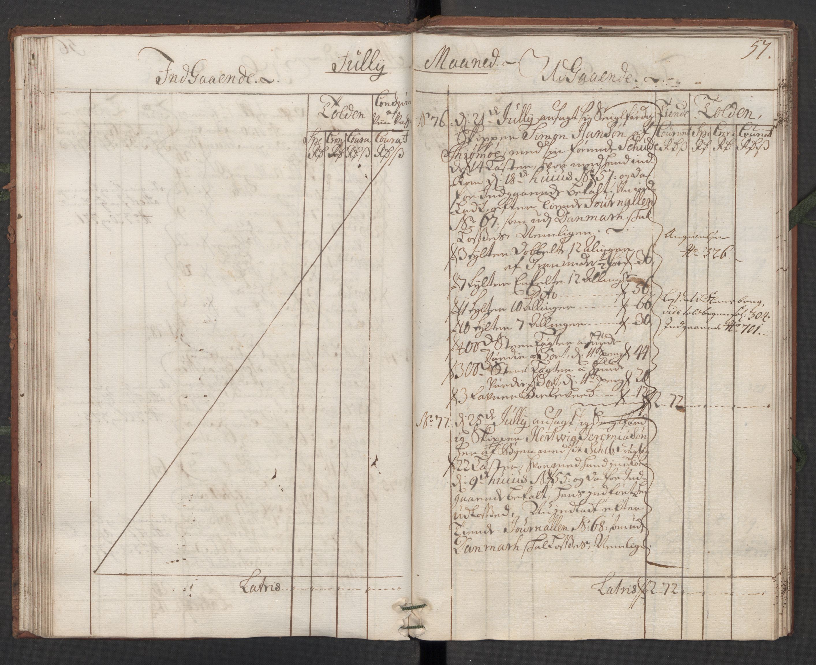 Generaltollkammeret, tollregnskaper, AV/RA-EA-5490/R10/L0011/0001: Tollregnskaper Tønsberg / Hovedtollbok, 1731, p. 56b-57a