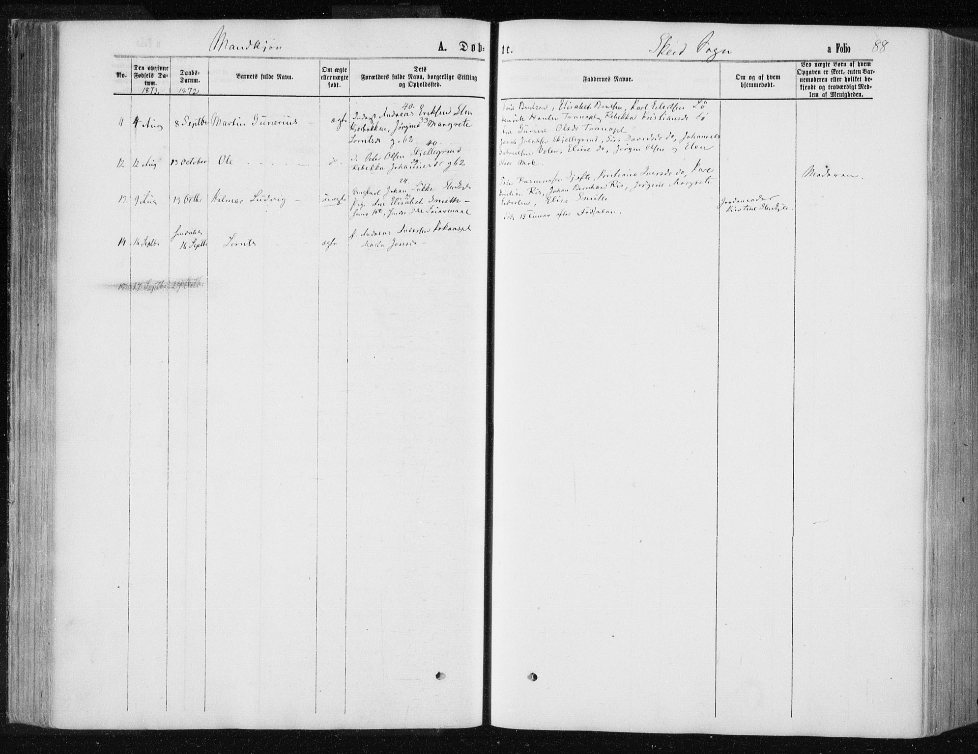 Ministerialprotokoller, klokkerbøker og fødselsregistre - Nord-Trøndelag, AV/SAT-A-1458/735/L0345: Parish register (official) no. 735A08 /2, 1863-1872, p. 88