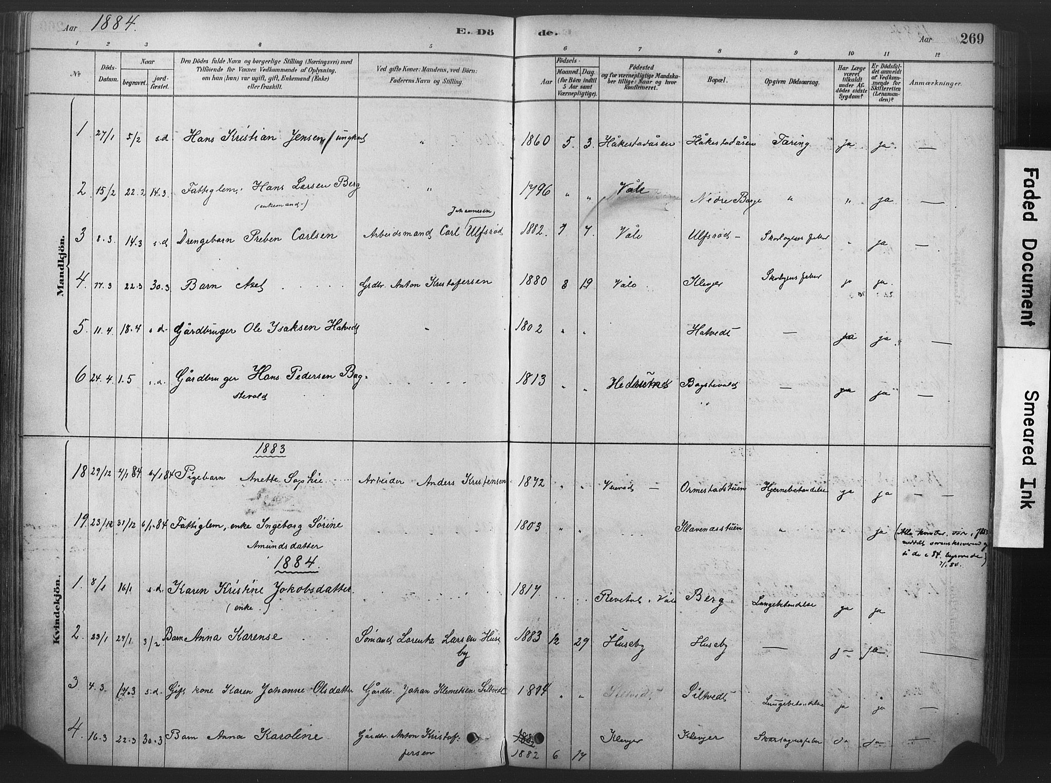 Våle kirkebøker, AV/SAKO-A-334/F/Fa/L0011: Parish register (official) no. I 11, 1878-1906, p. 269