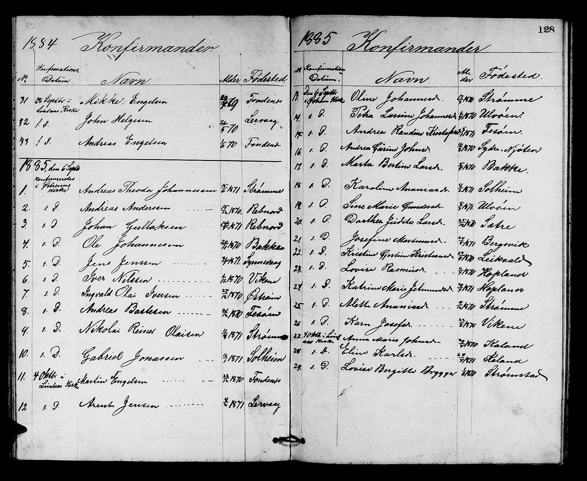 Lindås Sokneprestembete, SAB/A-76701/H/Hab: Parish register (copy) no. C 2, 1868-1885, p. 128