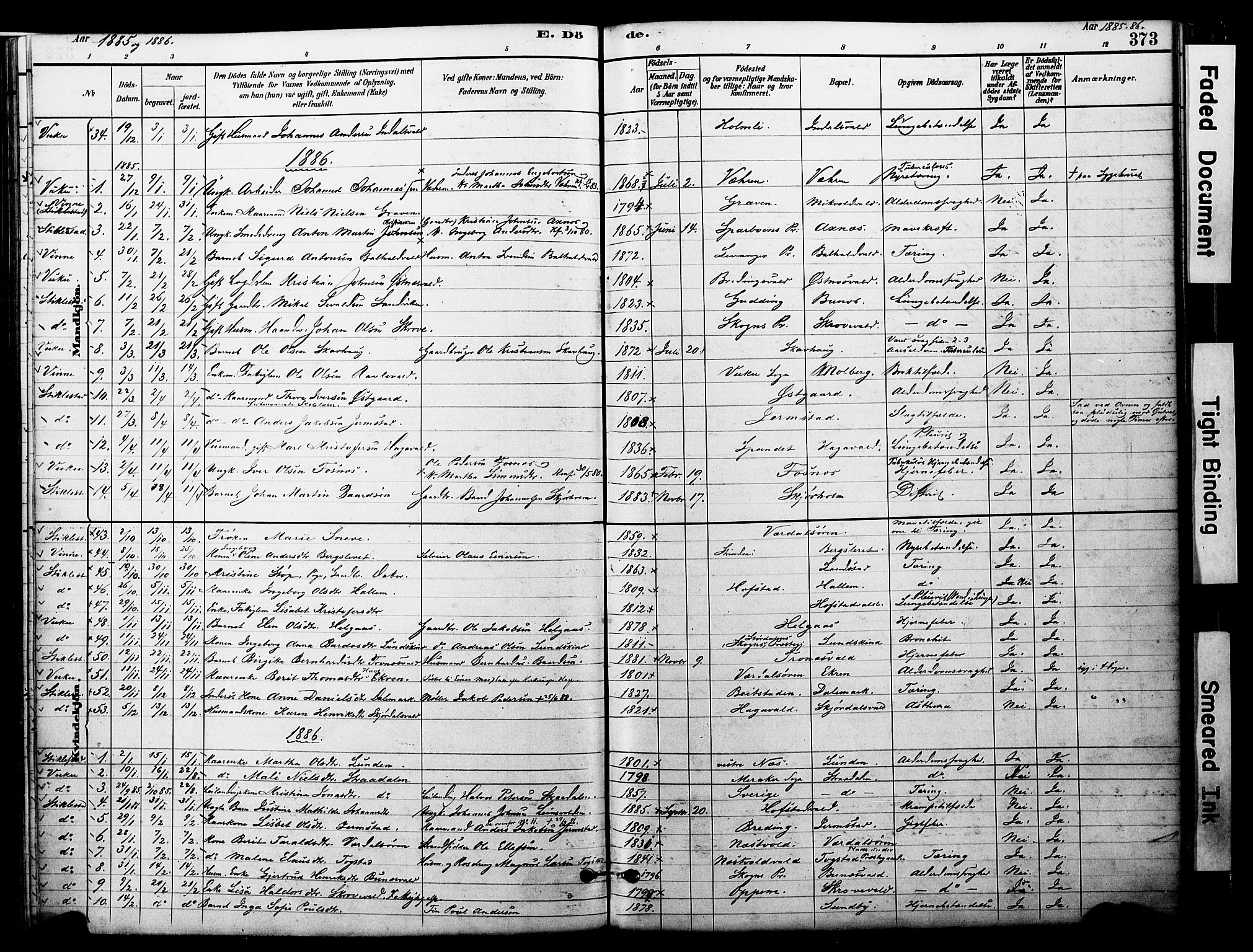 Ministerialprotokoller, klokkerbøker og fødselsregistre - Nord-Trøndelag, SAT/A-1458/723/L0244: Parish register (official) no. 723A13, 1881-1899, p. 373