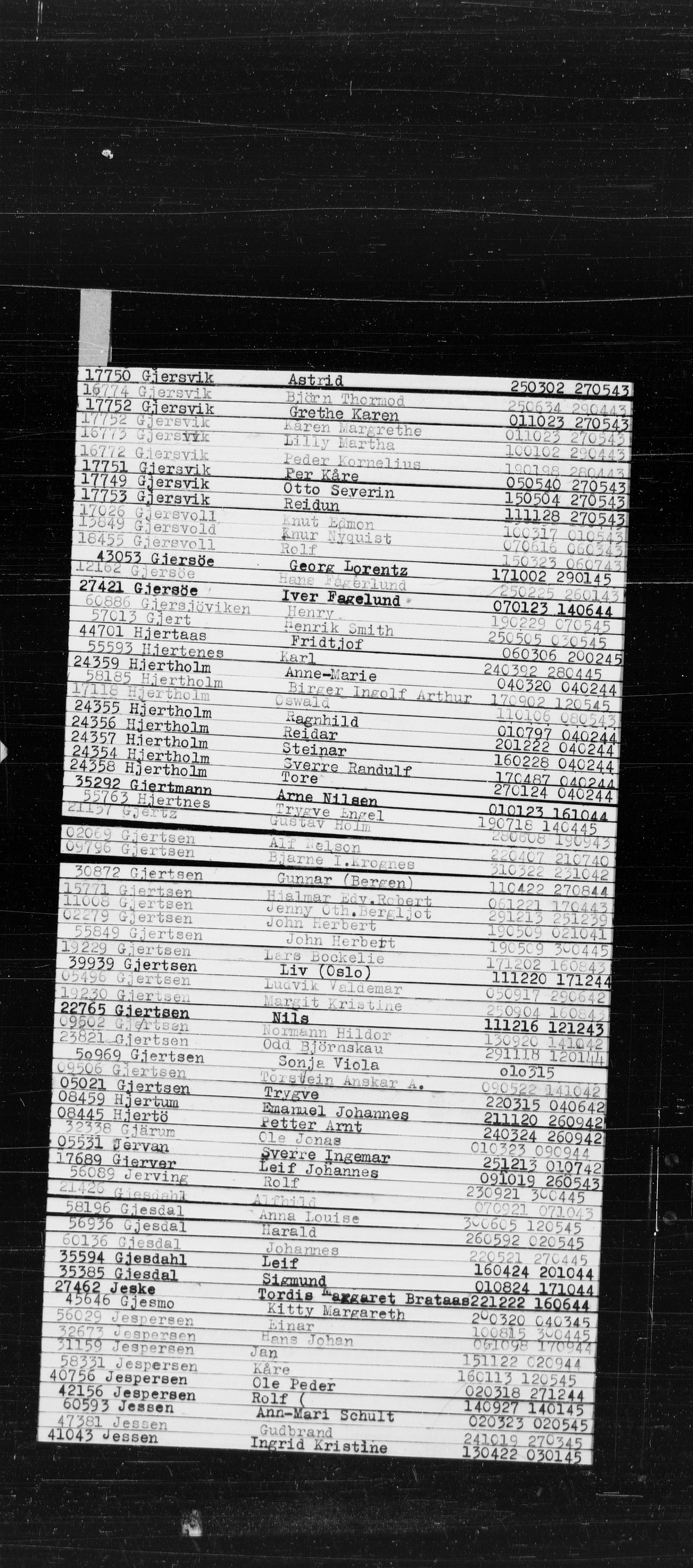 Den Kgl. Norske Legasjons Flyktningskontor, RA/S-6753/V/Va/L0022: Kjesäterkartoteket.  Alfabetisk register, A-Å., 1940-1945, p. 389
