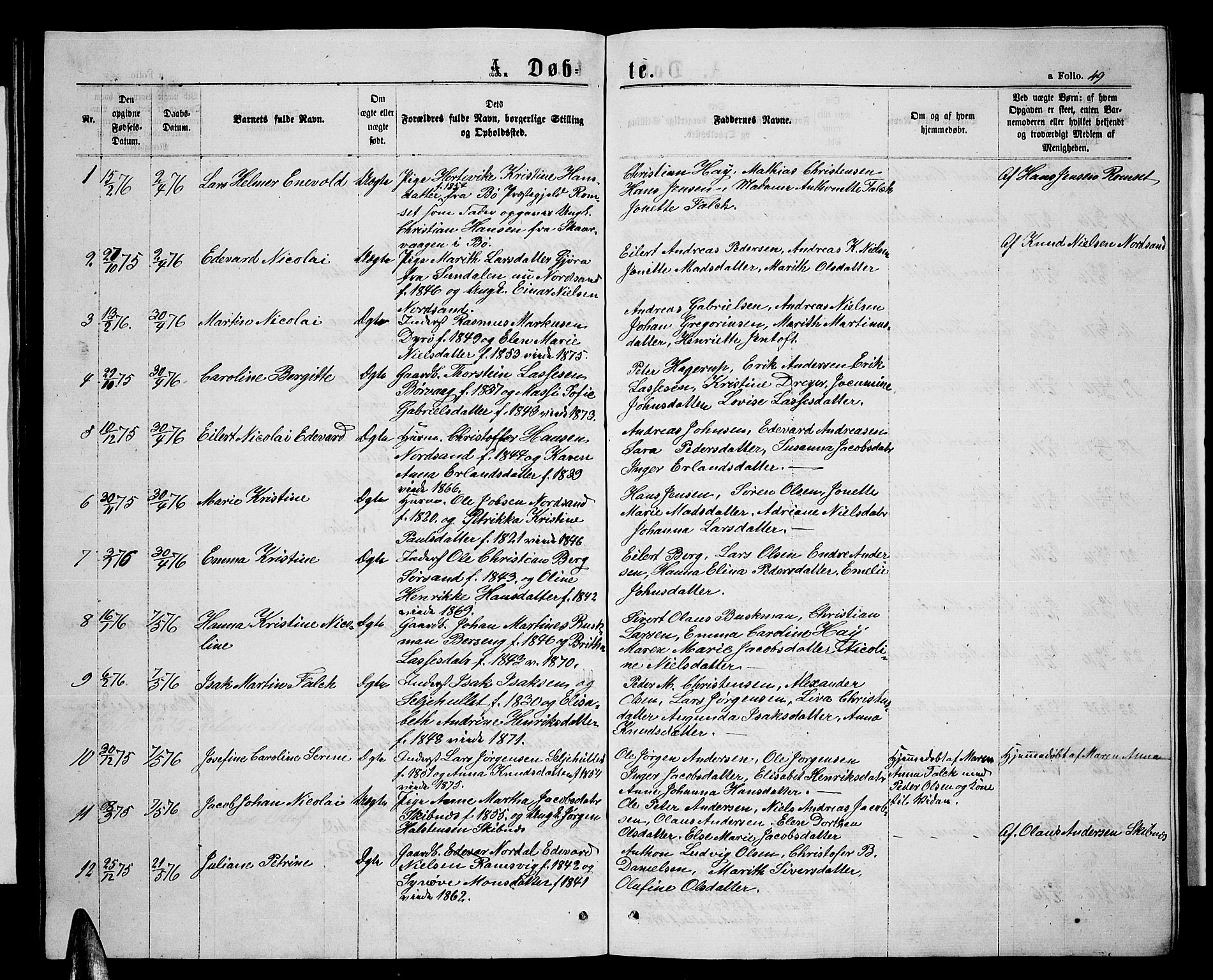 Ministerialprotokoller, klokkerbøker og fødselsregistre - Nordland, SAT/A-1459/893/L1348: Parish register (copy) no. 893C03, 1867-1877, p. 49