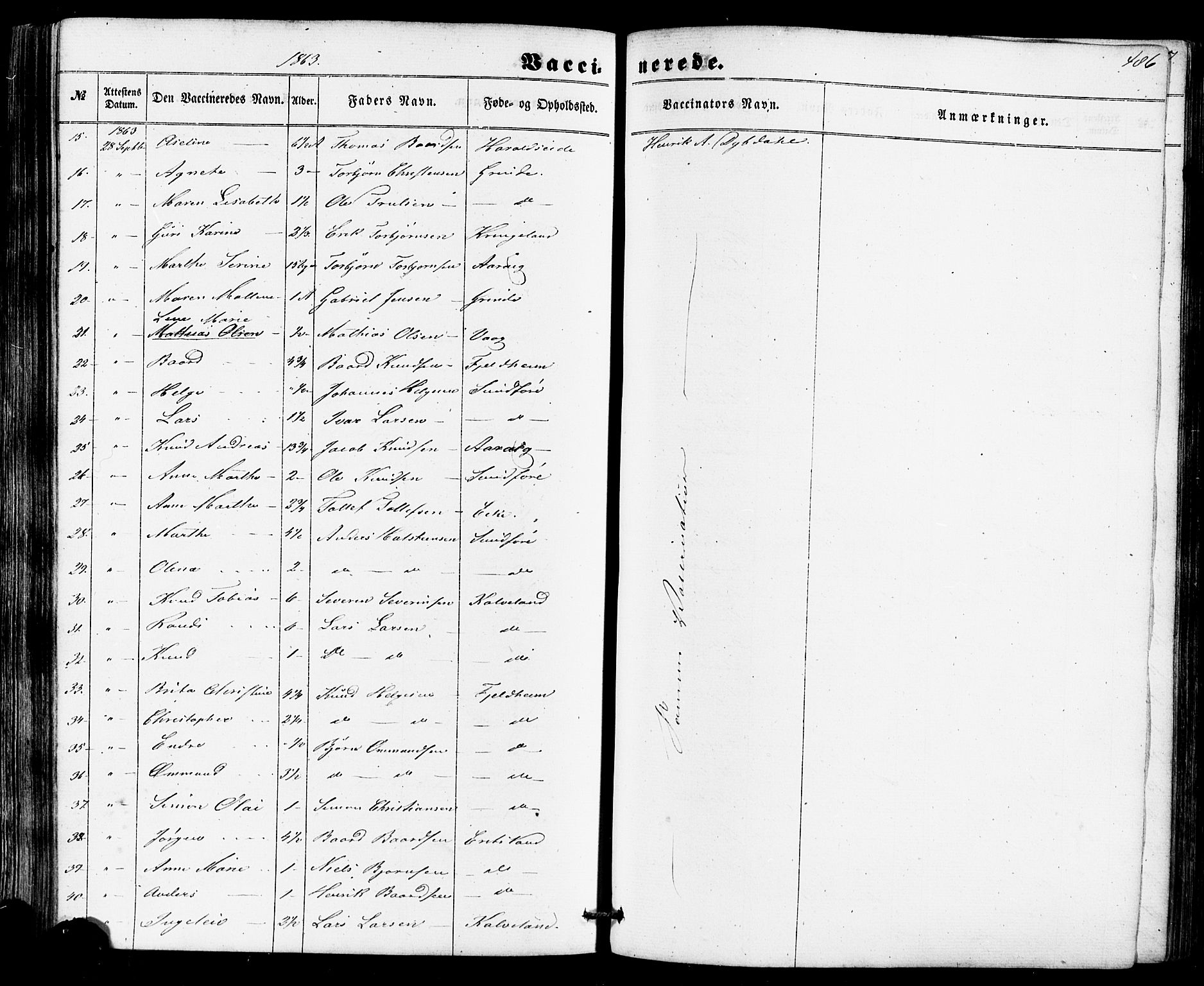 Skjold sokneprestkontor, AV/SAST-A-101847/H/Ha/Haa/L0008: Parish register (official) no. A 8, 1856-1882, p. 486