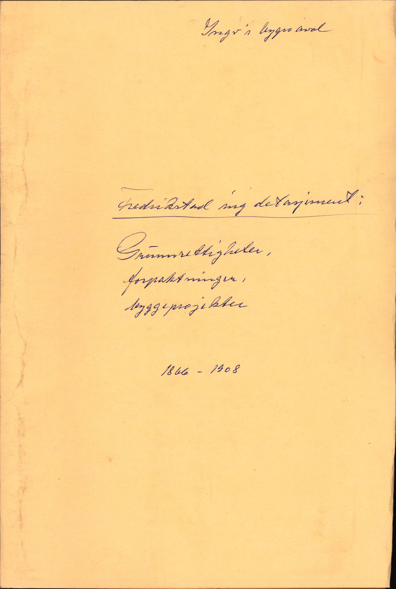 Forsvaret, Ingeniørvåpenets bygningsavdeling, RA/RAFA-1832/F/Fb/L0624/0002: -- / Grunnrettigheter, forpaktninger, byggeprosjekter, 1866-1908, p. 1