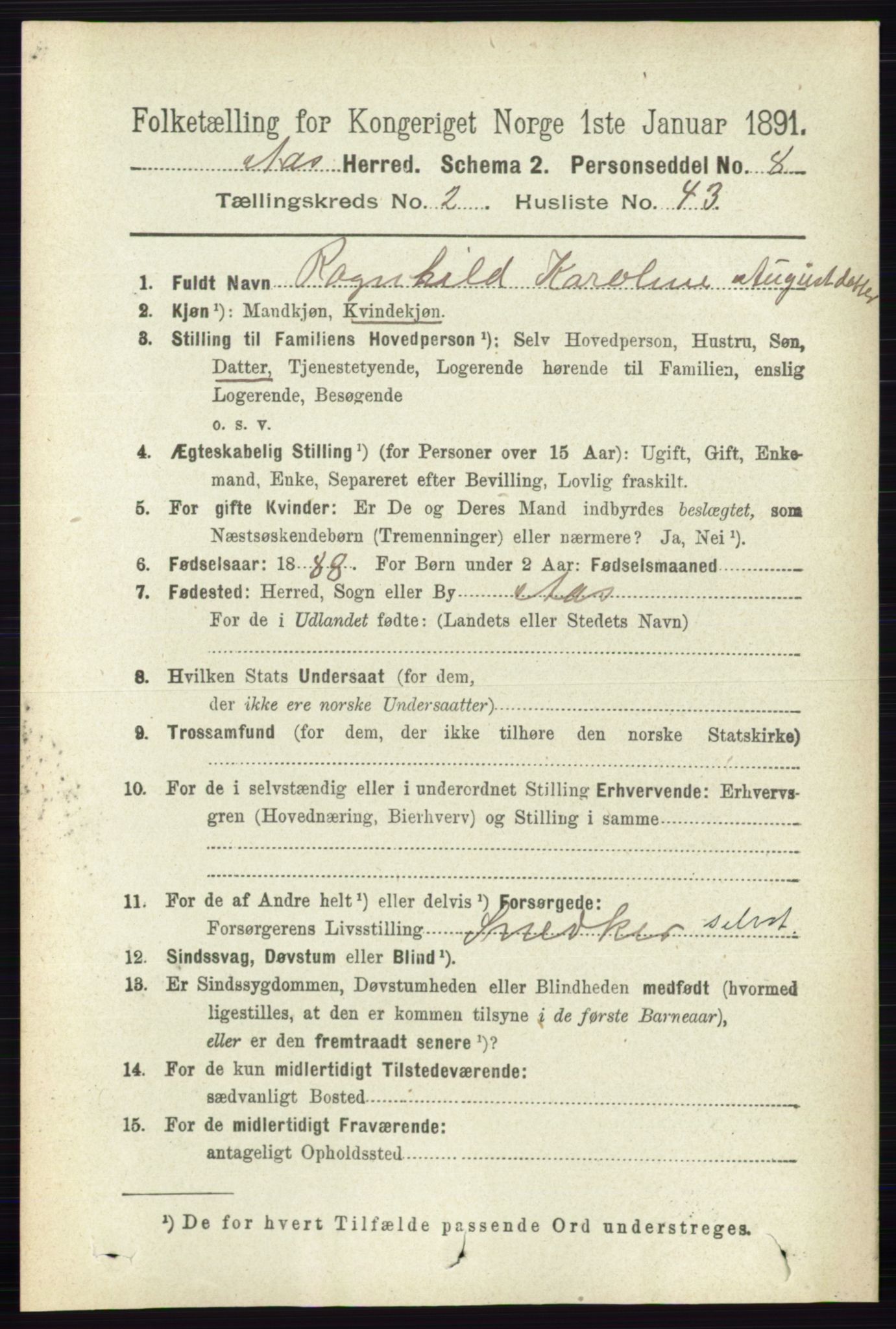 RA, 1891 census for 0214 Ås, 1891, p. 1810