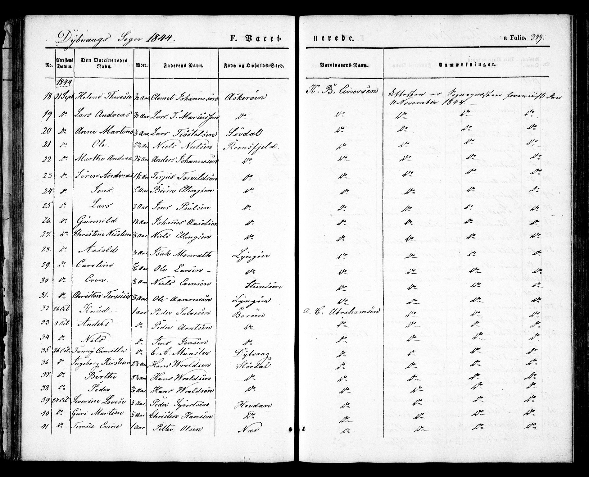 Dypvåg sokneprestkontor, AV/SAK-1111-0007/F/Fa/Faa/L0005: Parish register (official) no. A 5, 1841-1854, p. 349