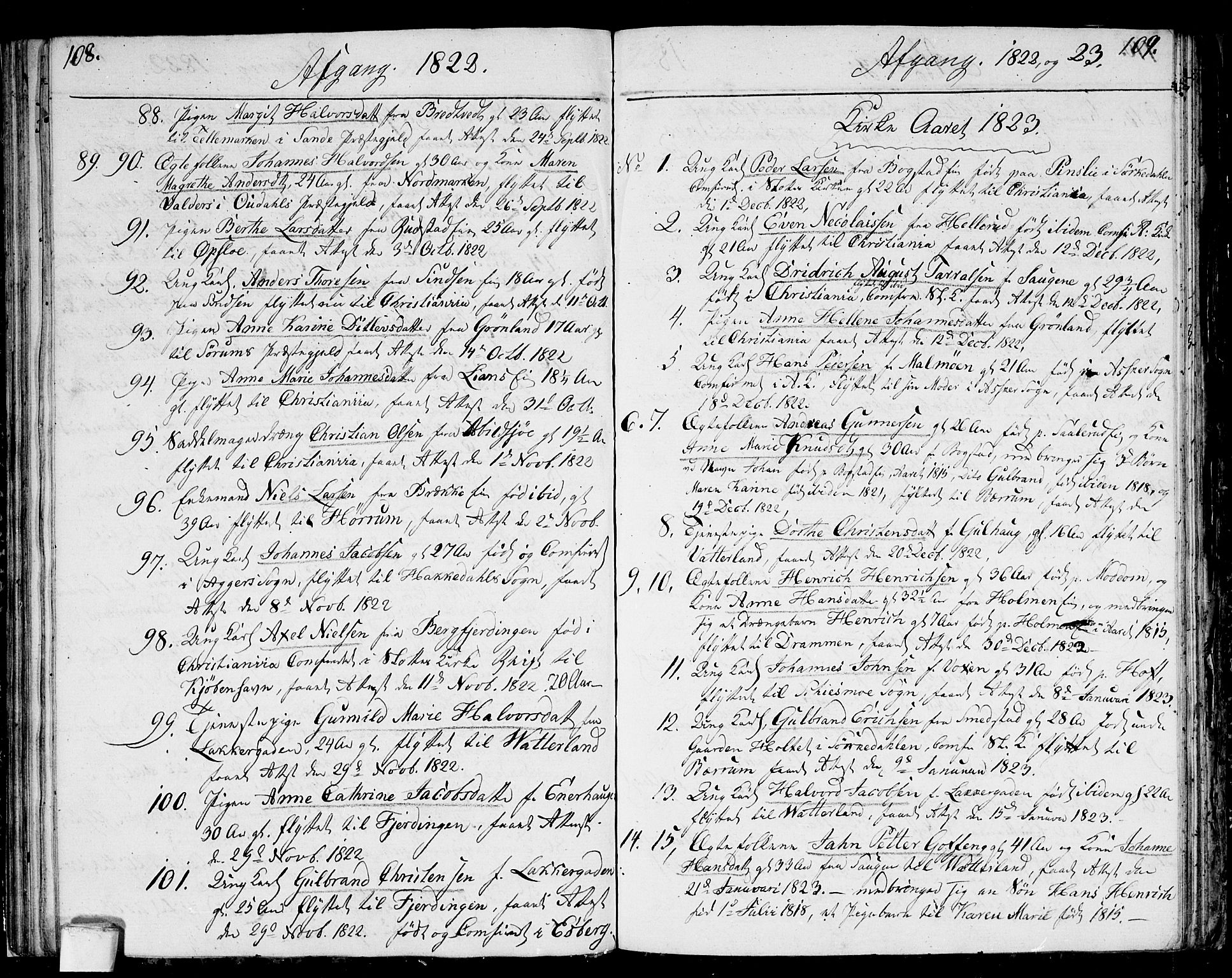 Aker prestekontor kirkebøker, AV/SAO-A-10861/F/L0014a: Parish register (official) no. 14A, 1820-1833, p. 108-109