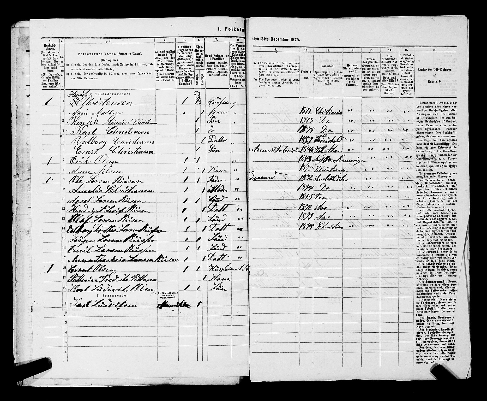 RA, 1875 census for 0301 Kristiania, 1875, p. 7947