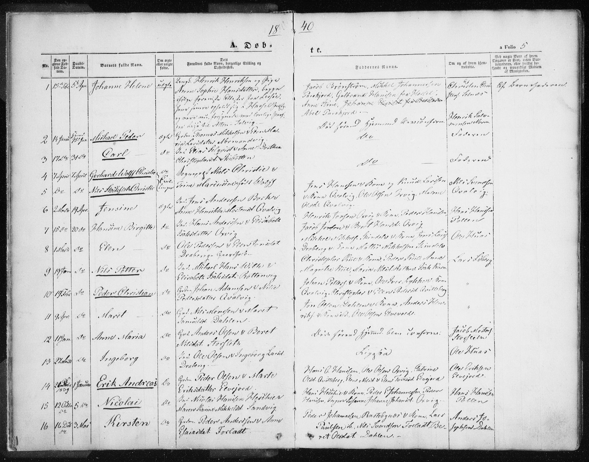 Lyngen sokneprestembete, SATØ/S-1289/H/He/Hea/L0004kirke: Parish register (official) no. 4, 1839-1858, p. 5