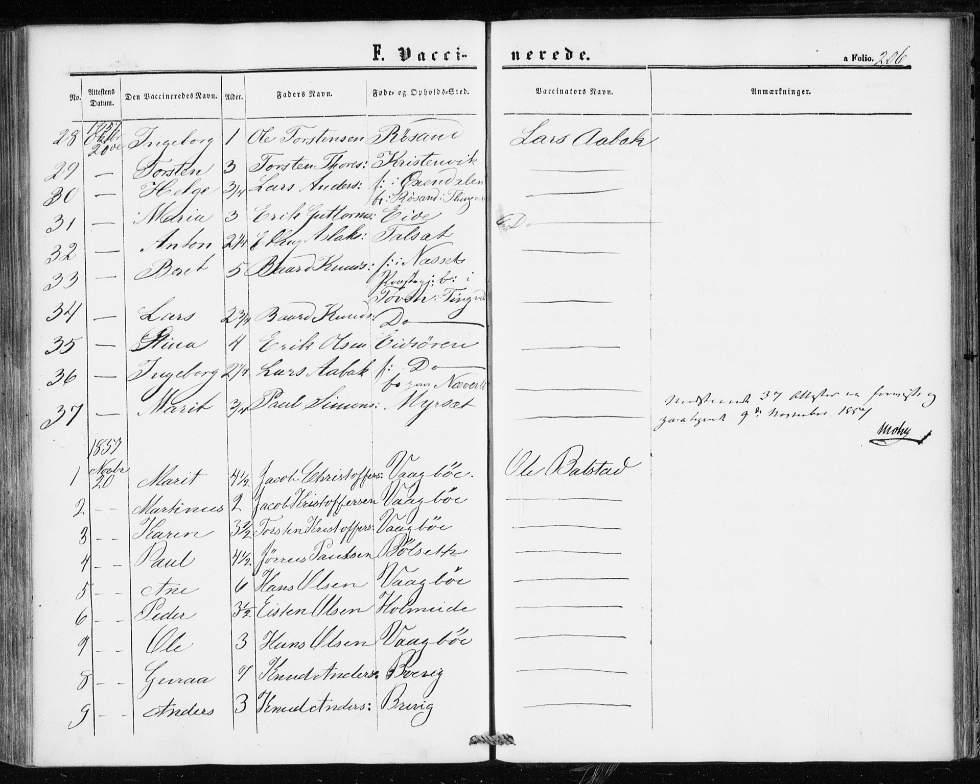 Ministerialprotokoller, klokkerbøker og fødselsregistre - Møre og Romsdal, AV/SAT-A-1454/586/L0985: Parish register (official) no. 586A11, 1857-1866, p. 206