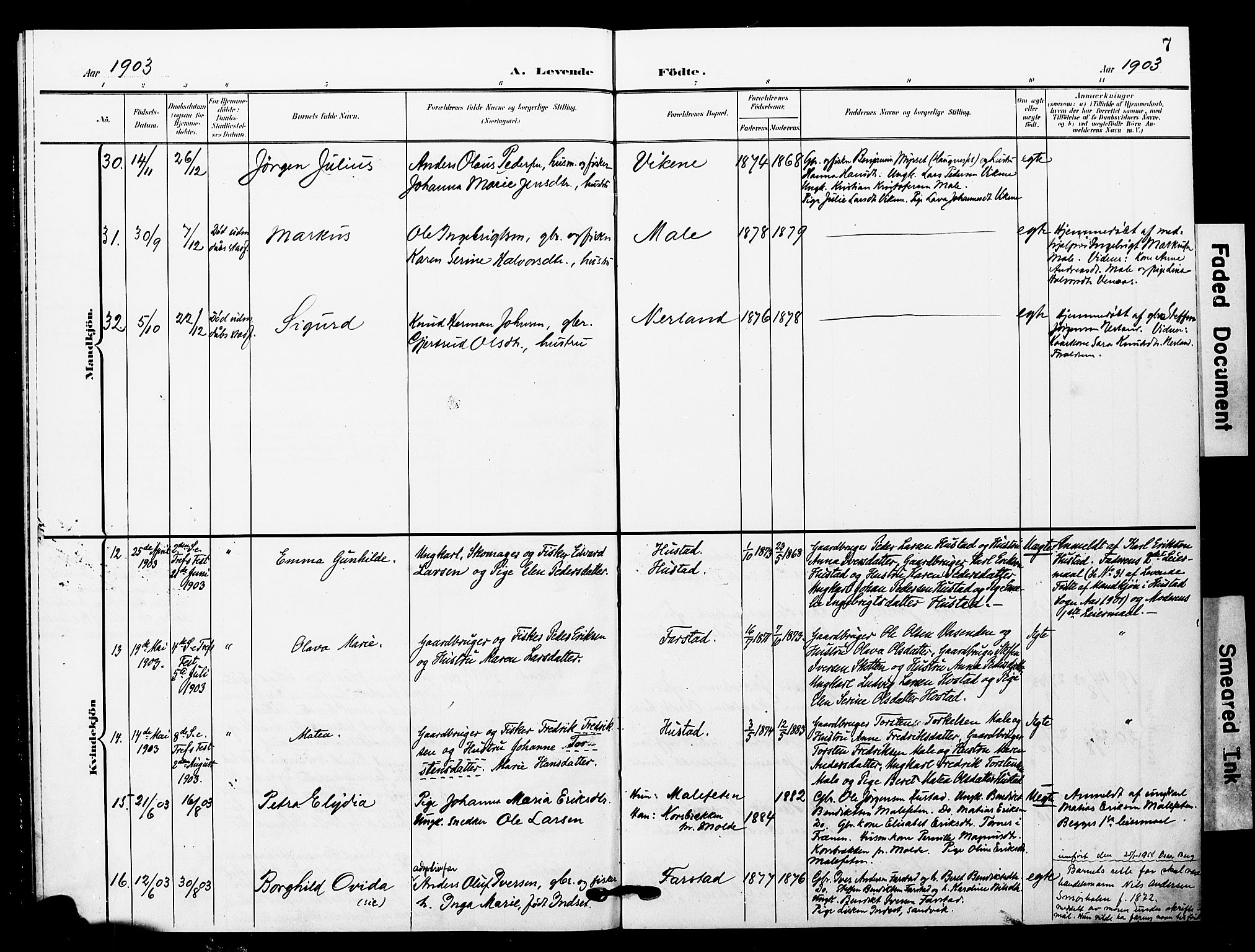 Ministerialprotokoller, klokkerbøker og fødselsregistre - Møre og Romsdal, AV/SAT-A-1454/567/L0780: Parish register (official) no. 567A03, 1902-1903, p. 7