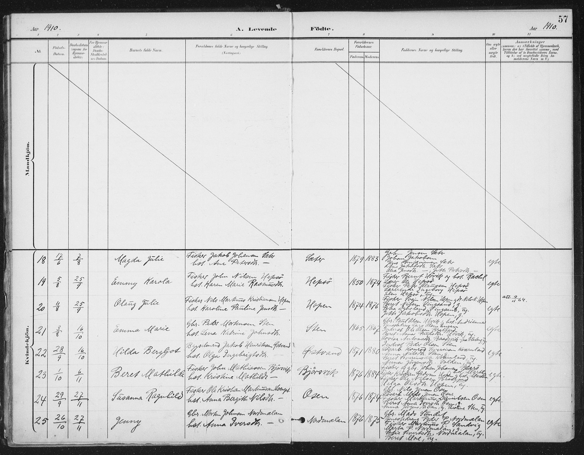 Ministerialprotokoller, klokkerbøker og fødselsregistre - Sør-Trøndelag, SAT/A-1456/658/L0723: Parish register (official) no. 658A02, 1897-1912, p. 57