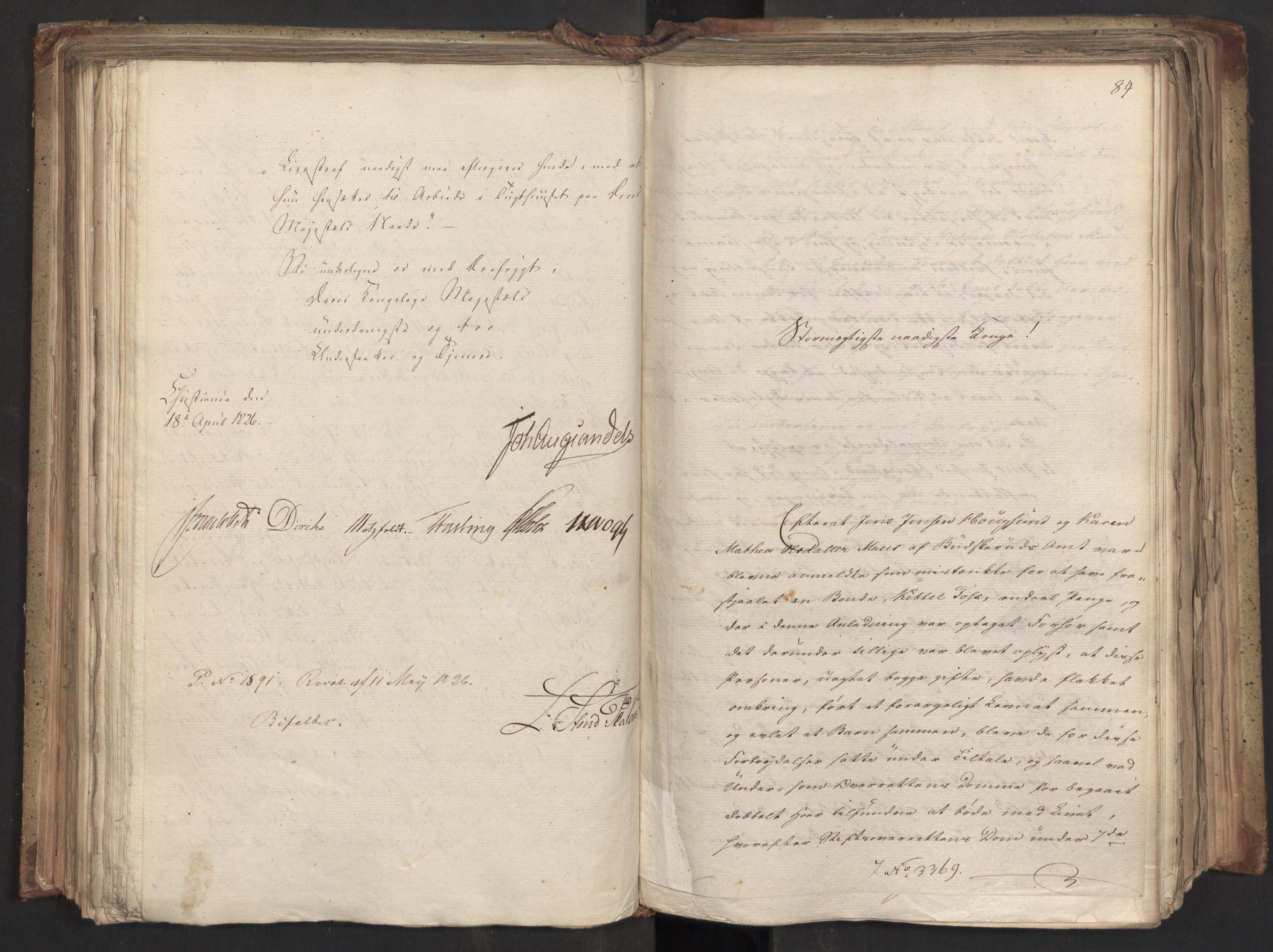 Statsrådsavdelingen i Stockholm, AV/RA-S-1003/D/Da/L0046: Regjeringsinnstillinger nr. 3308-3500, 1826, p. 179