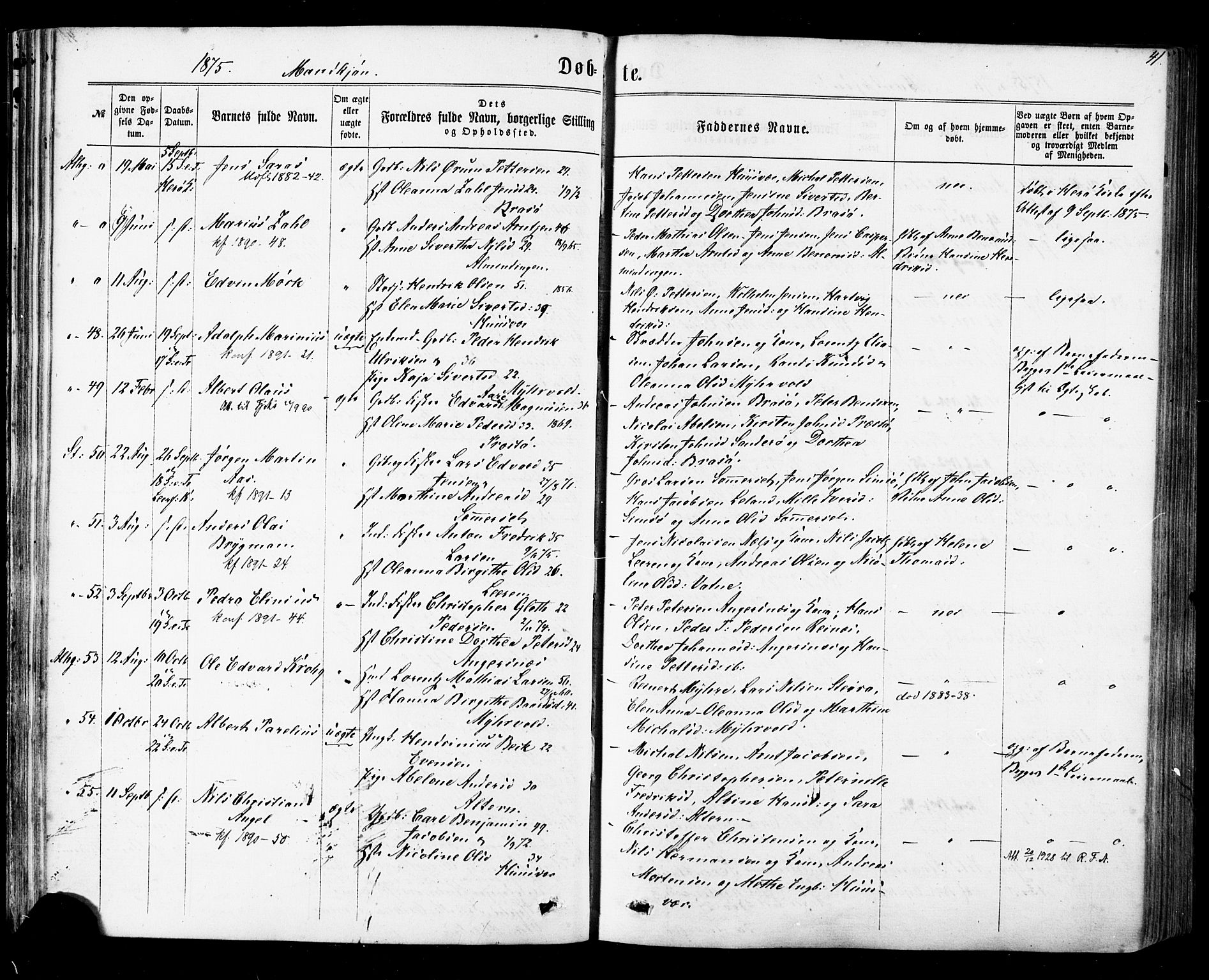 Ministerialprotokoller, klokkerbøker og fødselsregistre - Nordland, AV/SAT-A-1459/830/L0449: Parish register (official) no. 830A13, 1866-1886, p. 41