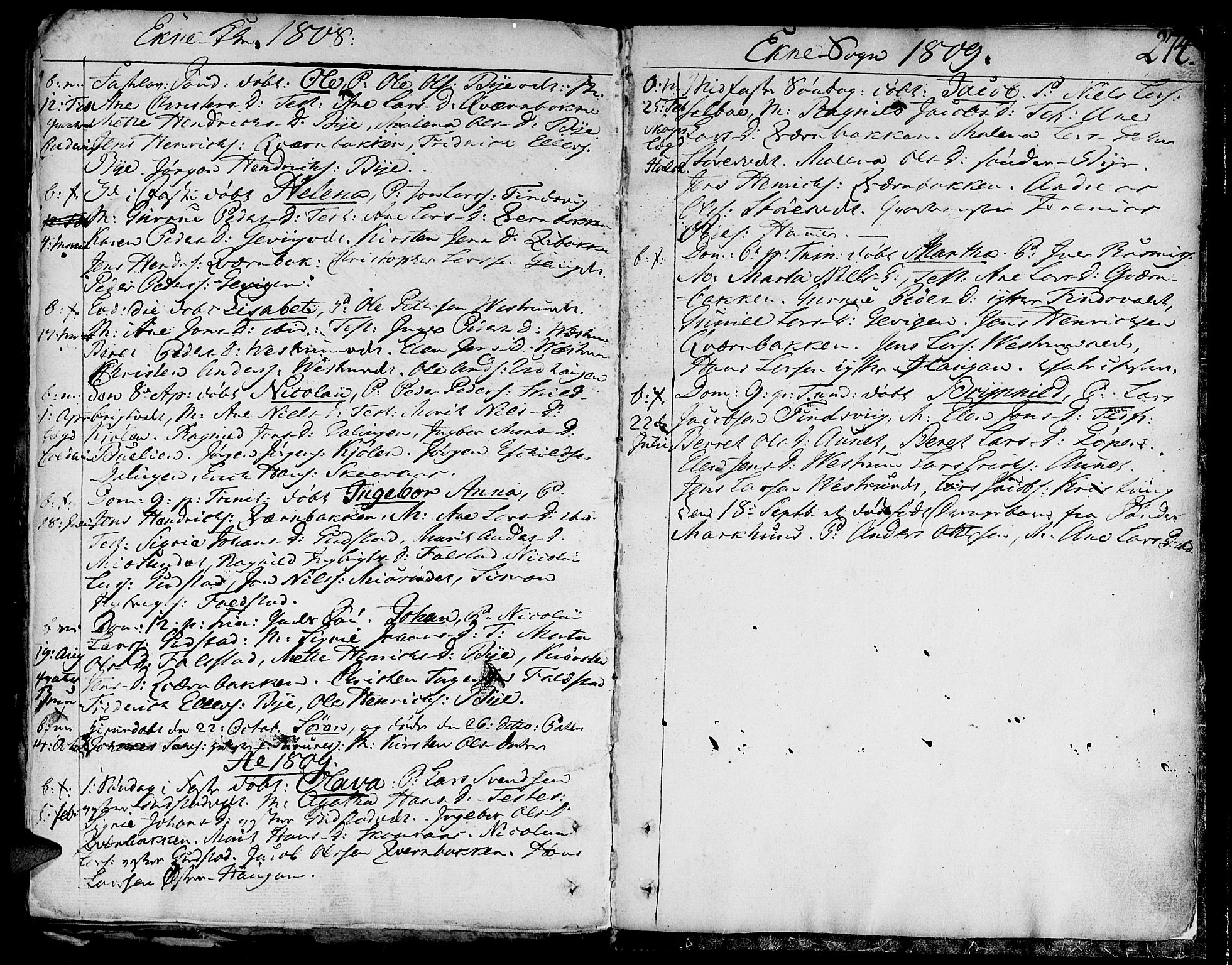 Ministerialprotokoller, klokkerbøker og fødselsregistre - Nord-Trøndelag, SAT/A-1458/717/L0143: Parish register (official) no. 717A02 /2, 1806-1809, p. 274