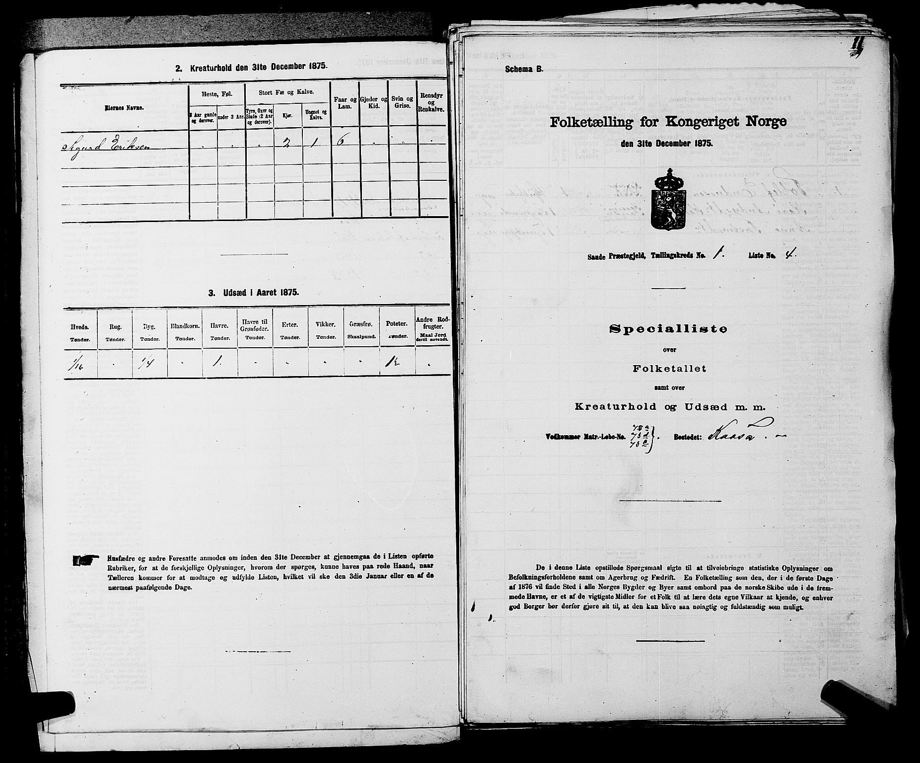 SAKO, 1875 census for 0822P Sauherad, 1875, p. 65