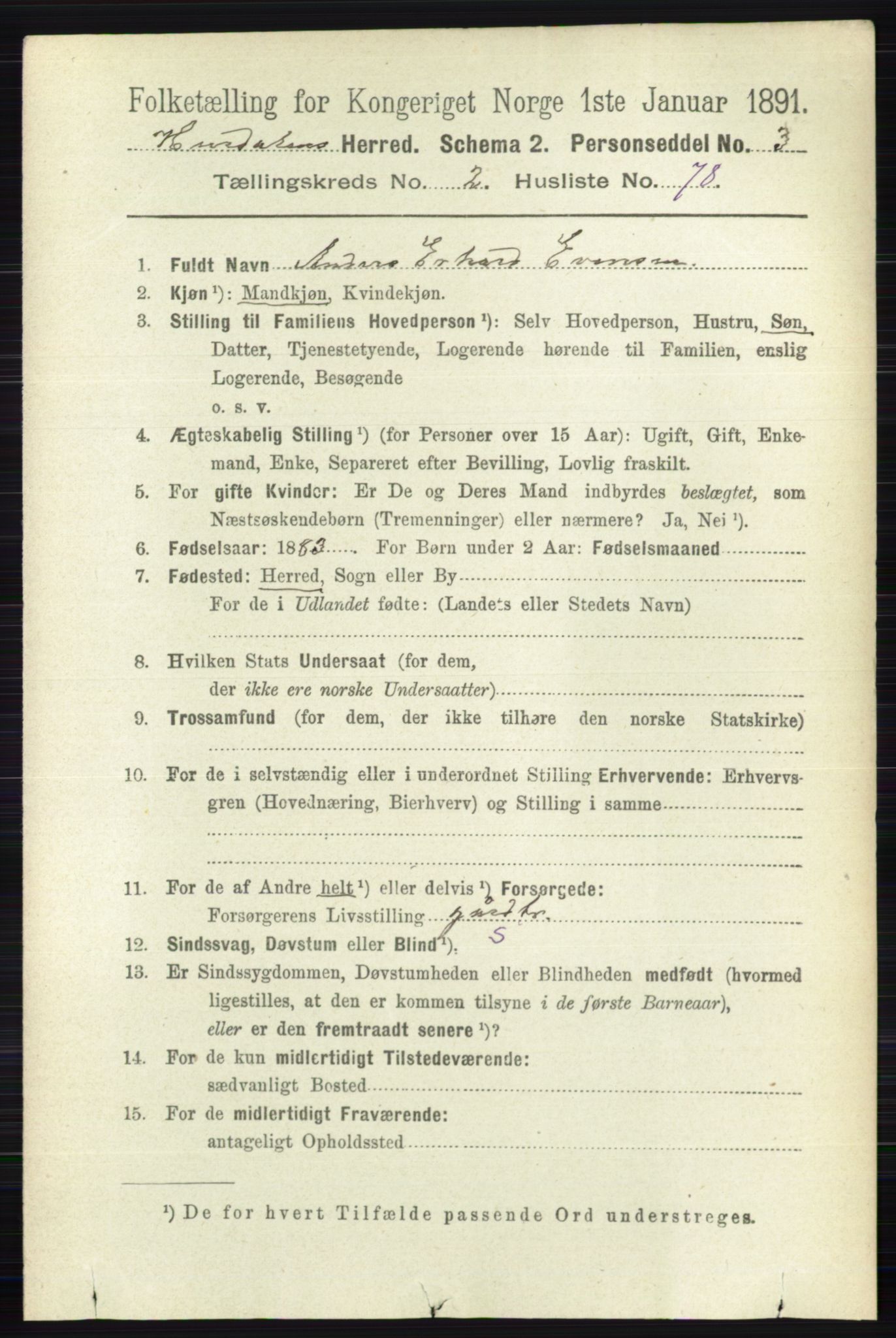 RA, 1891 census for 0239 Hurdal, 1891, p. 981