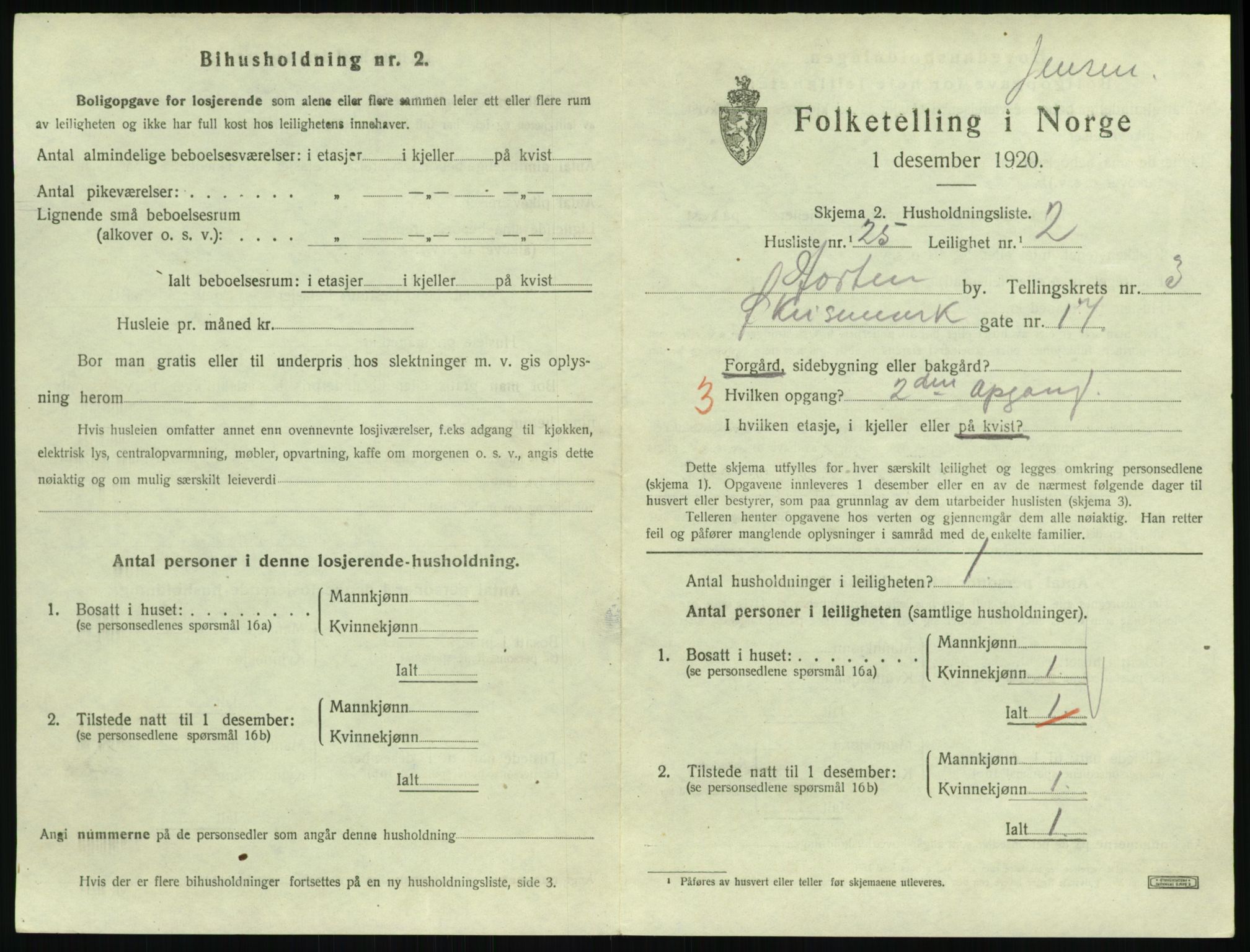 SAKO, 1920 census for Horten, 1920, p. 4211