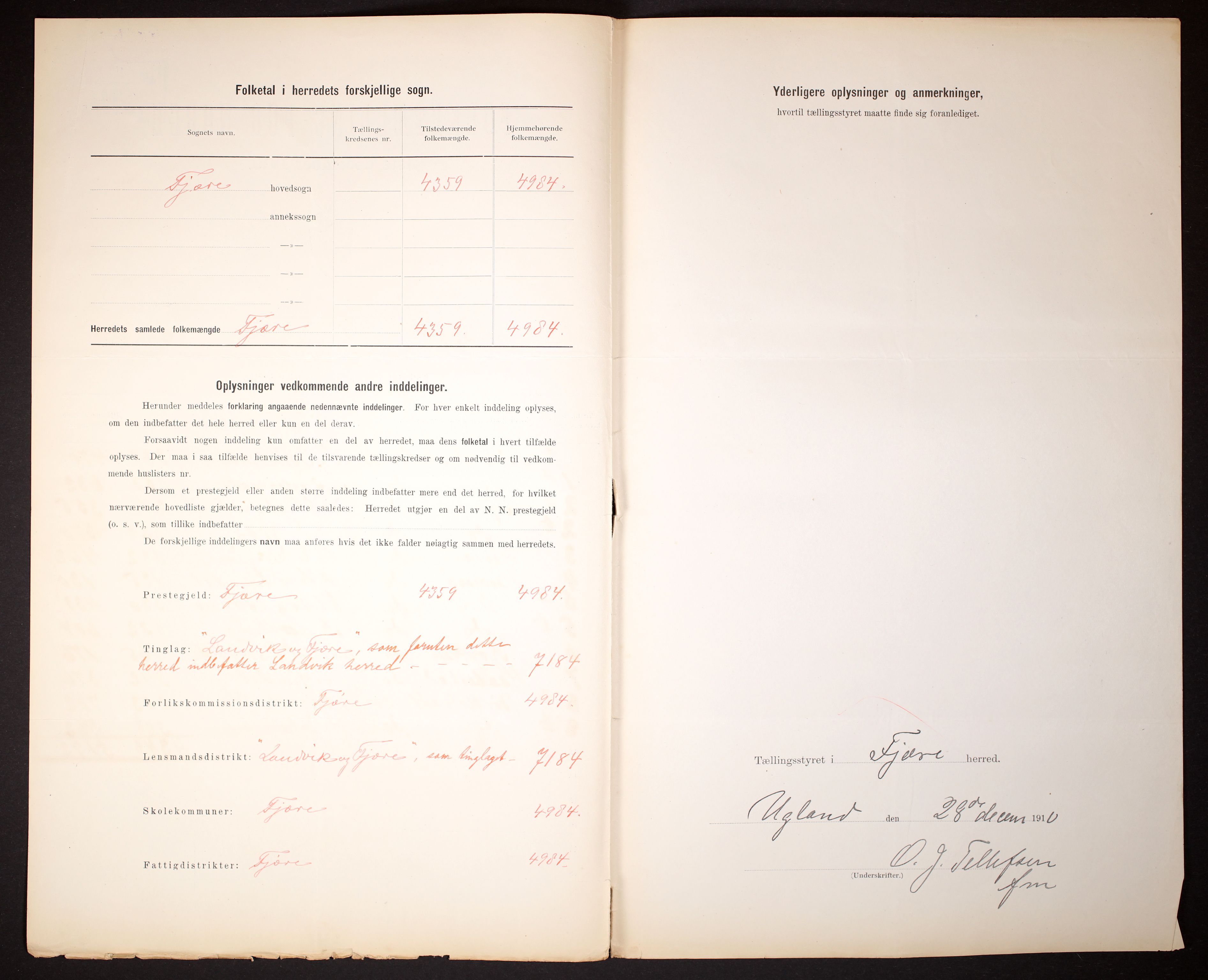 RA, 1910 census for Fjære, 1910, p. 3