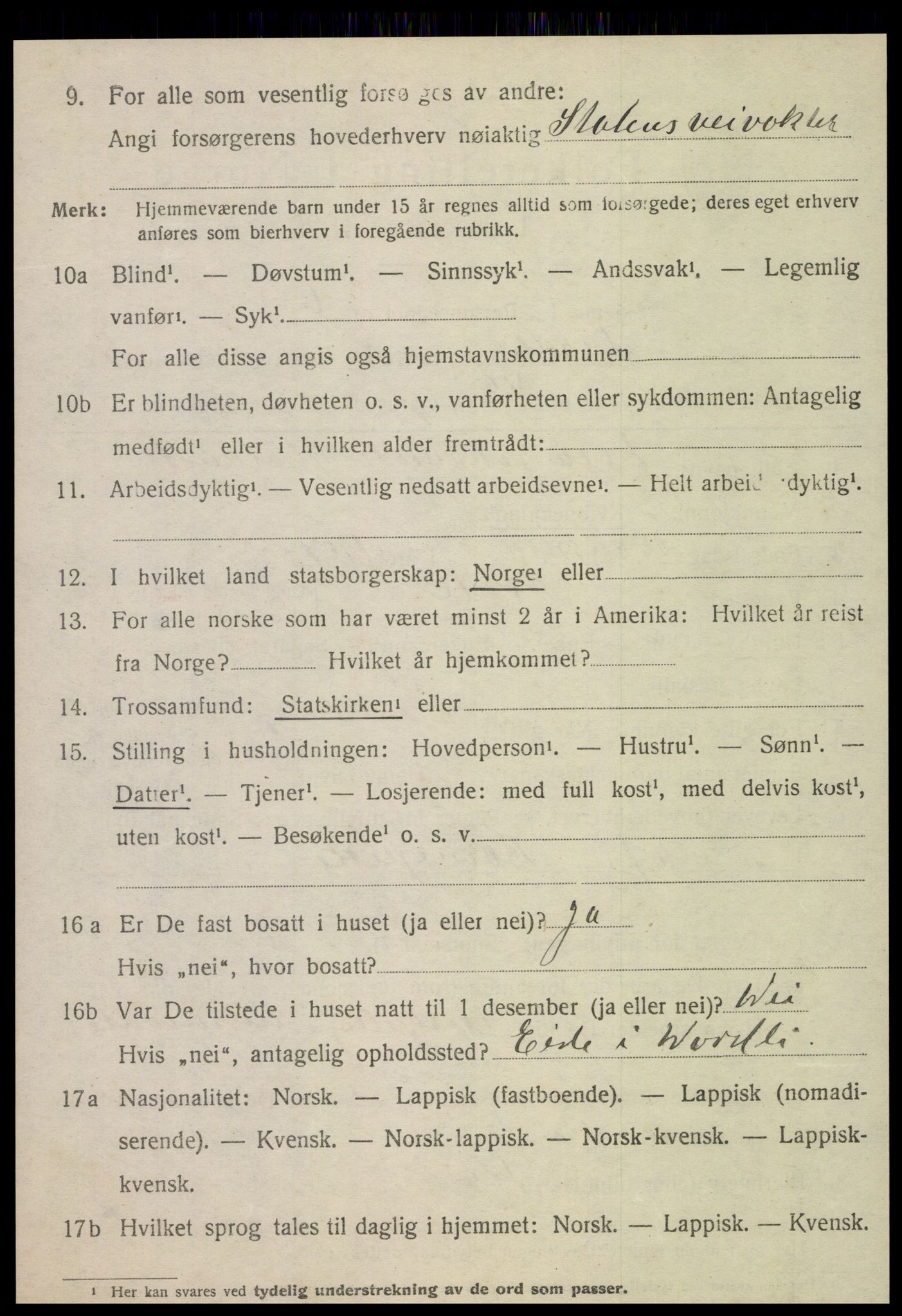SAT, 1920 census for Nordli, 1920, p. 1820