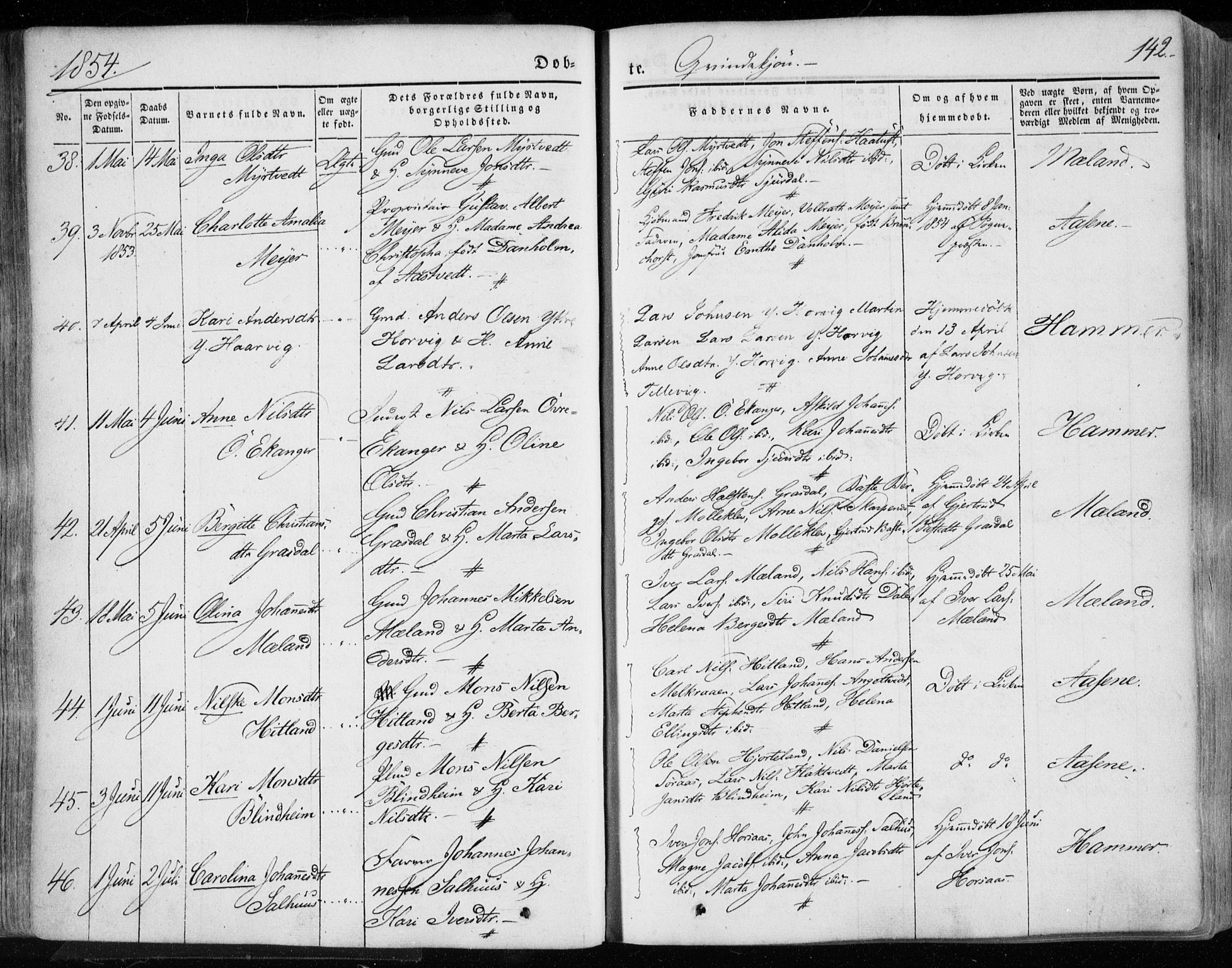 Hamre sokneprestembete, AV/SAB-A-75501/H/Ha/Haa/Haaa/L0013: Parish register (official) no. A 13, 1846-1857, p. 142