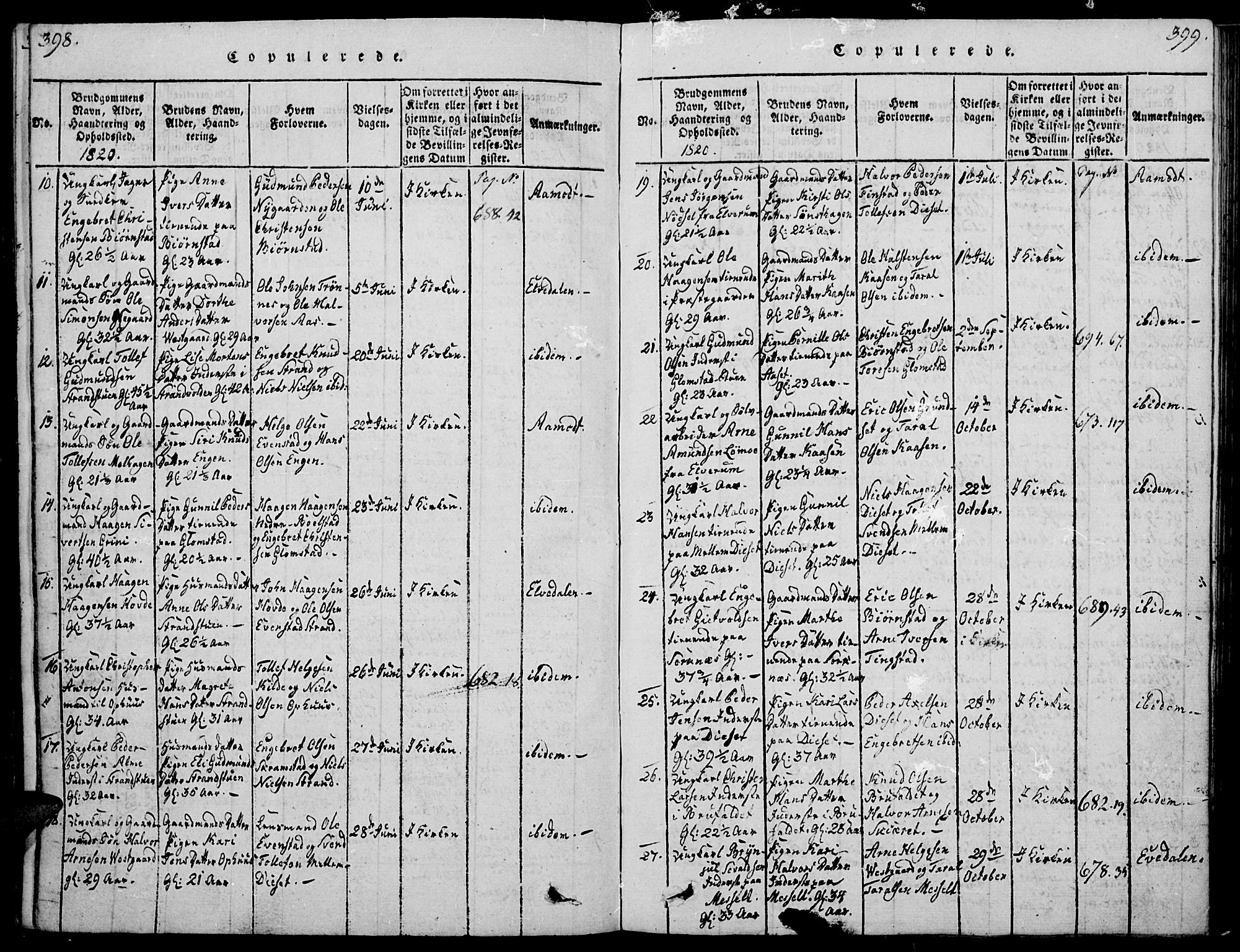 Åmot prestekontor, Hedmark, AV/SAH-PREST-056/H/Ha/Haa/L0005: Parish register (official) no. 5, 1815-1841, p. 398-399