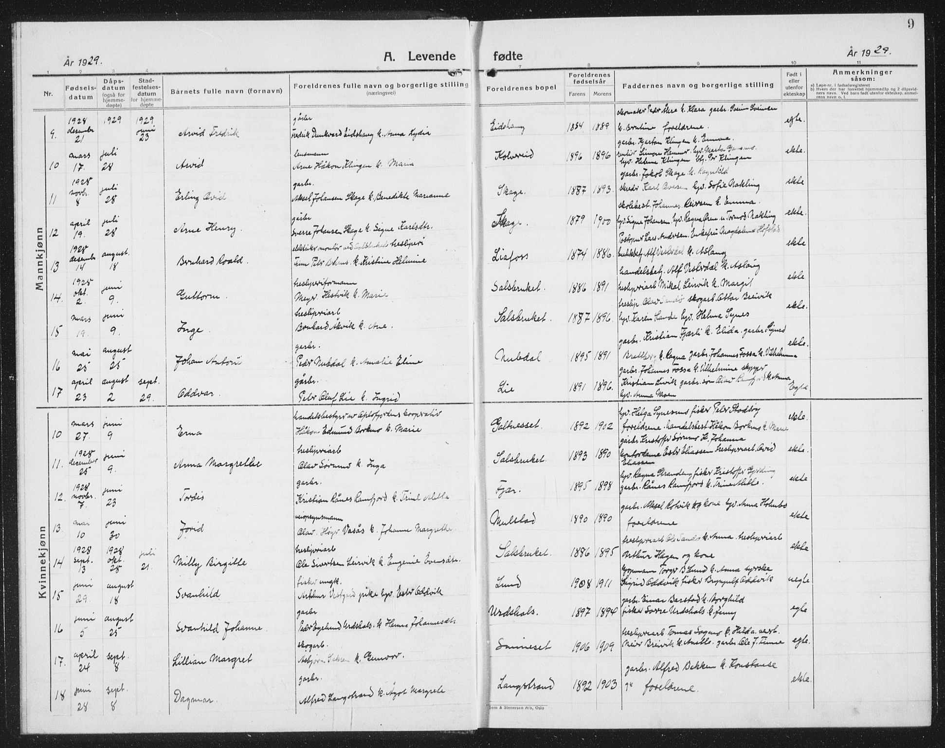 Ministerialprotokoller, klokkerbøker og fødselsregistre - Nord-Trøndelag, SAT/A-1458/780/L0654: Parish register (copy) no. 780C06, 1928-1942, p. 9