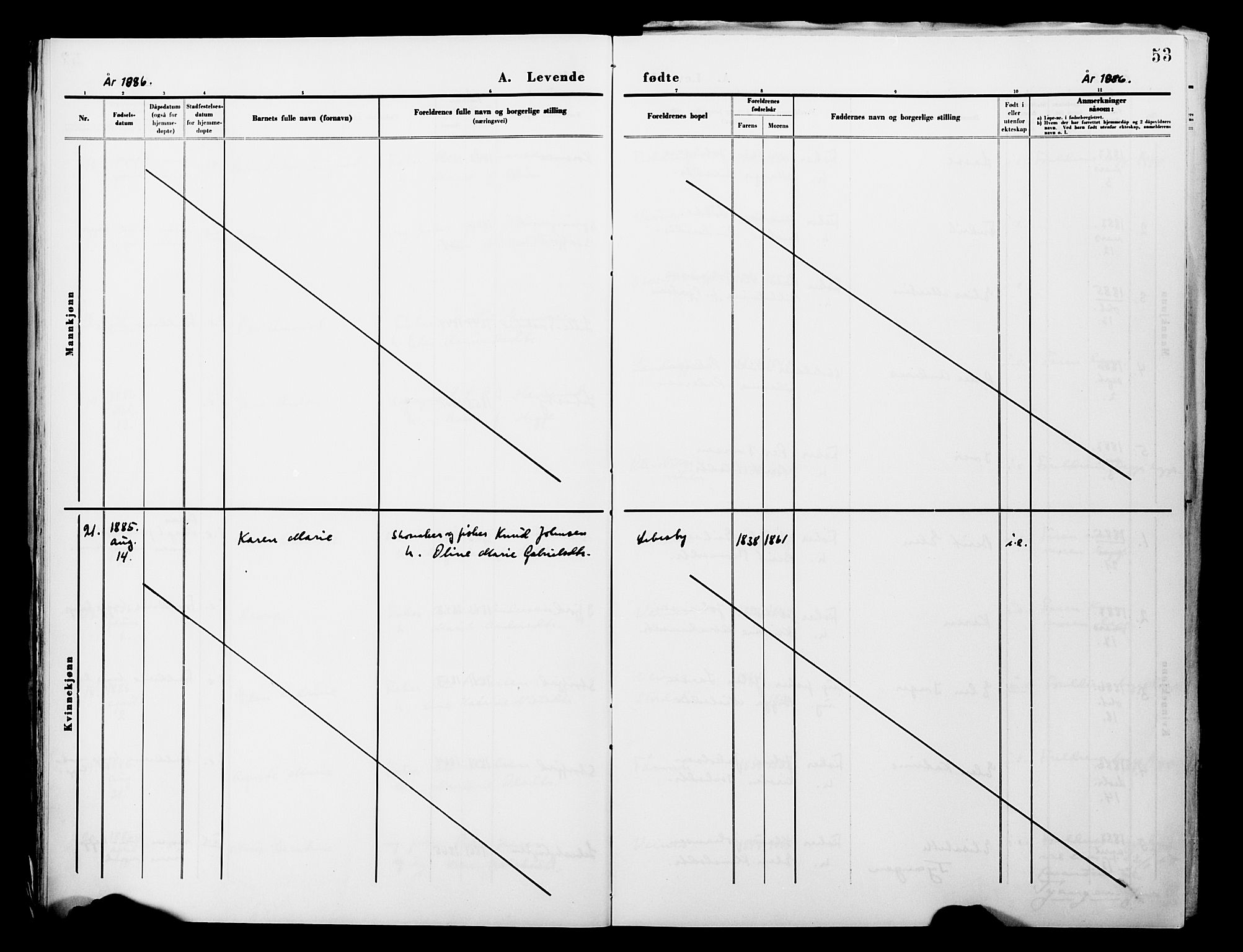 Lebesby sokneprestkontor, AV/SATØ-S-1353/H/Ha/L0004kirke: Parish register (official) no. 4, 1870-1902, p. 53