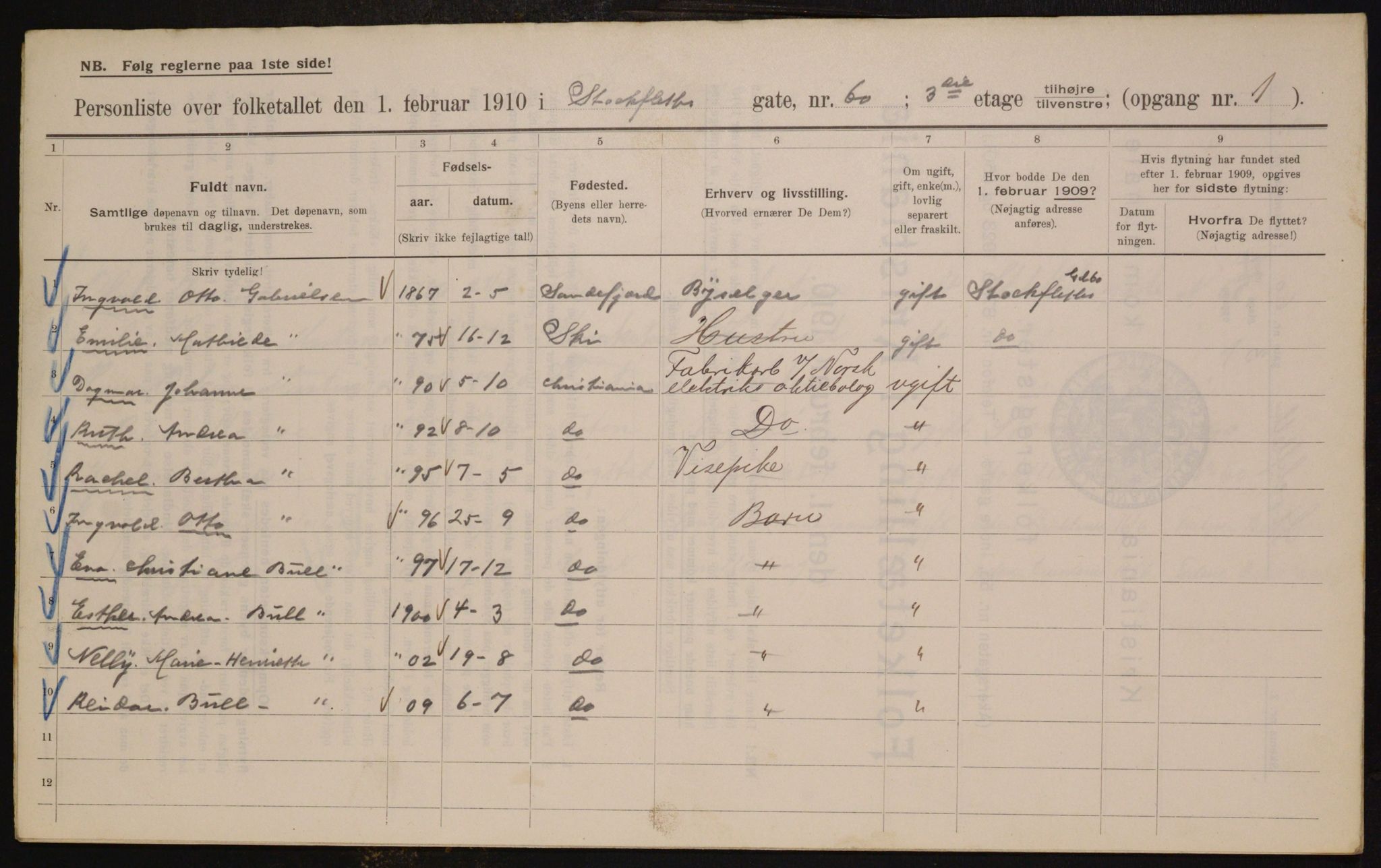 OBA, Municipal Census 1910 for Kristiania, 1910, p. 97202