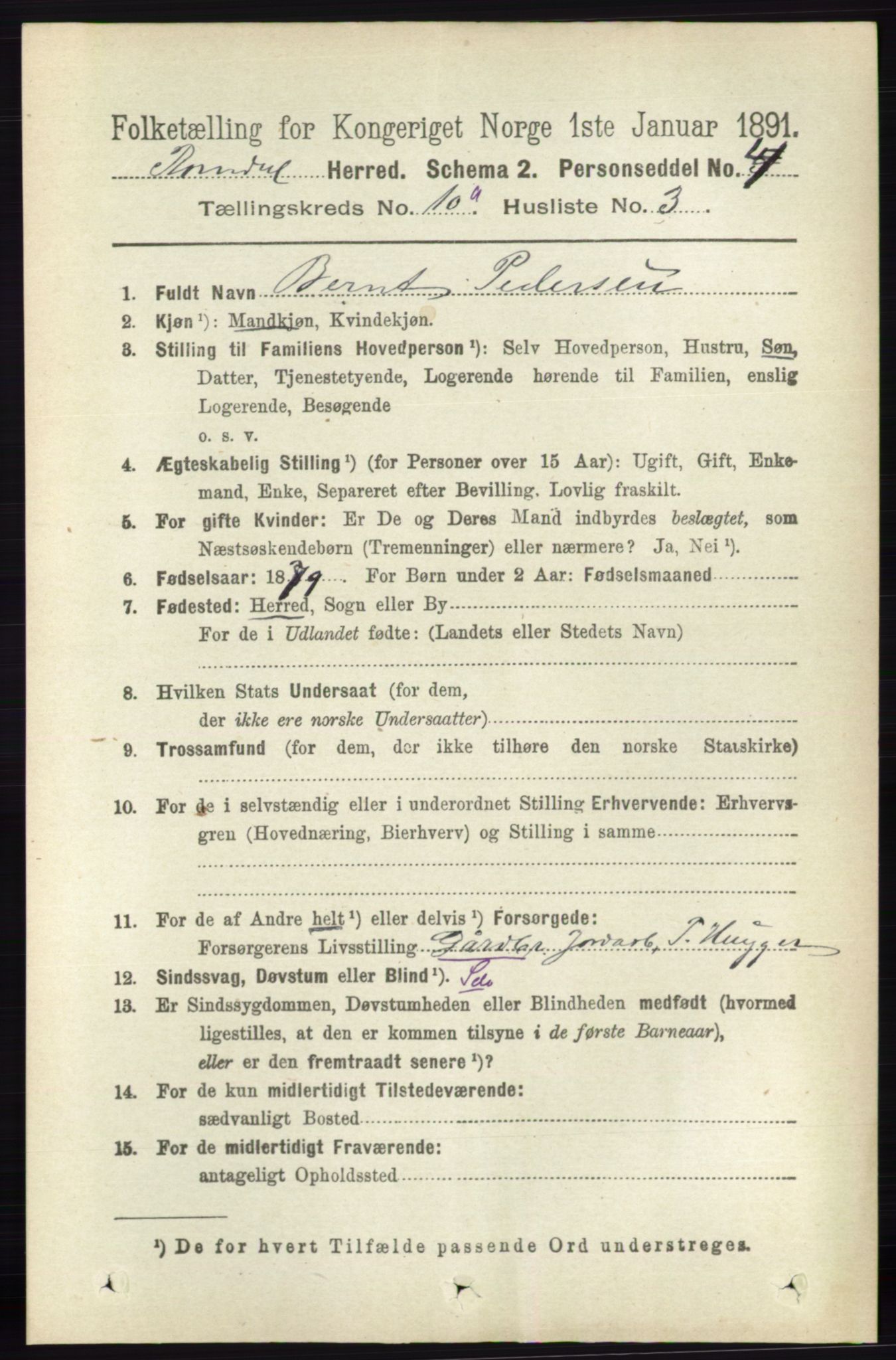 RA, 1891 census for 0416 Romedal, 1891, p. 4825