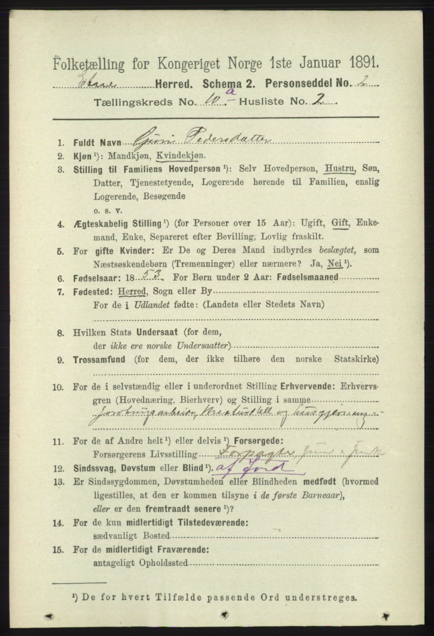 RA, 1891 census for 1211 Etne, 1891, p. 1866