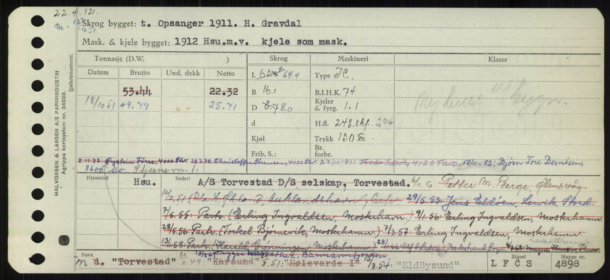 Sjøfartsdirektoratet med forløpere, Skipsmålingen, RA/S-1627/H/Ha/L0002/0001: Fartøy, Eik-Hill / Fartøy, Eik-F, p. 71