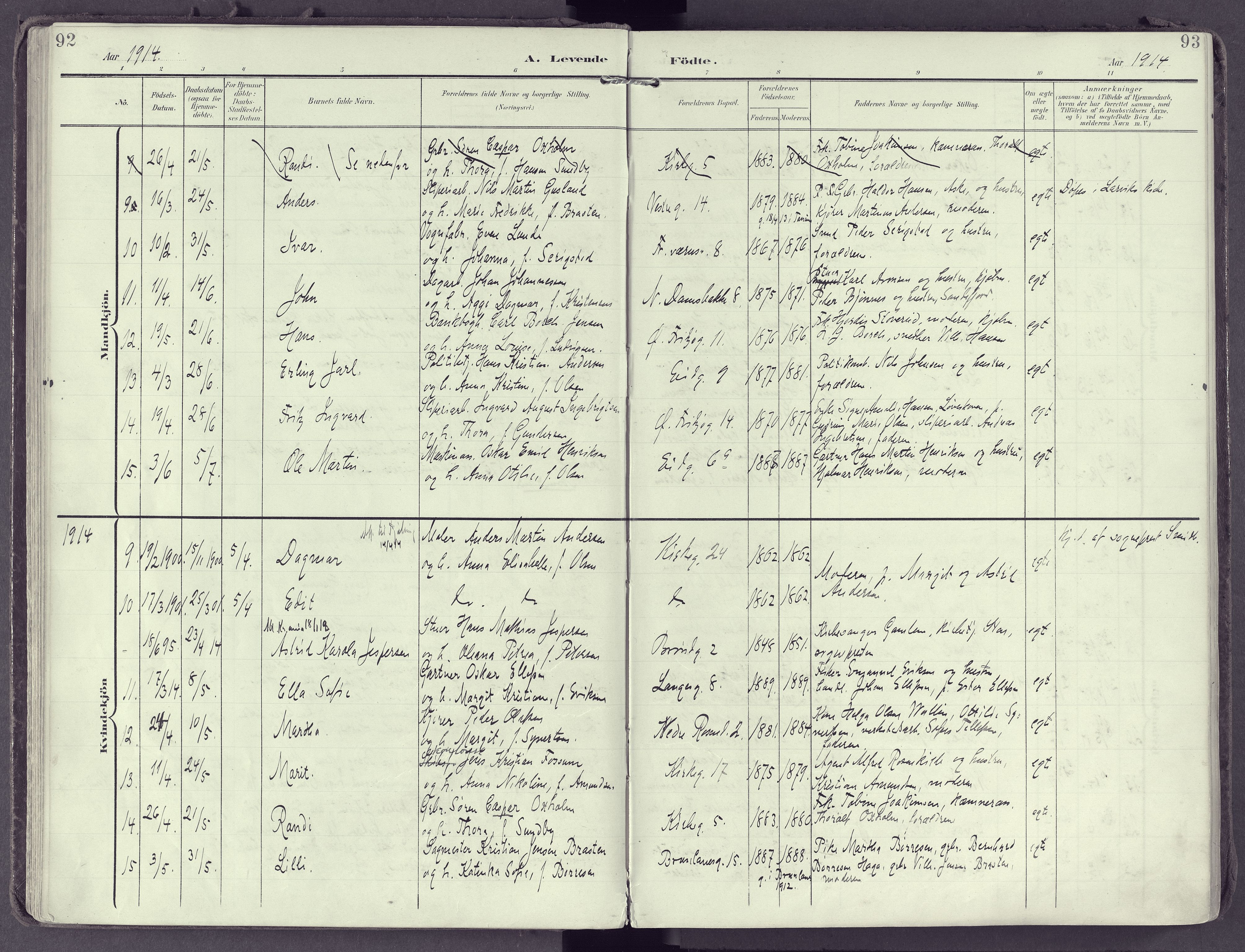 Larvik kirkebøker, SAKO/A-352/F/Fb/L0005: Parish register (official) no. II 5, 1903-1925, p. 92-93