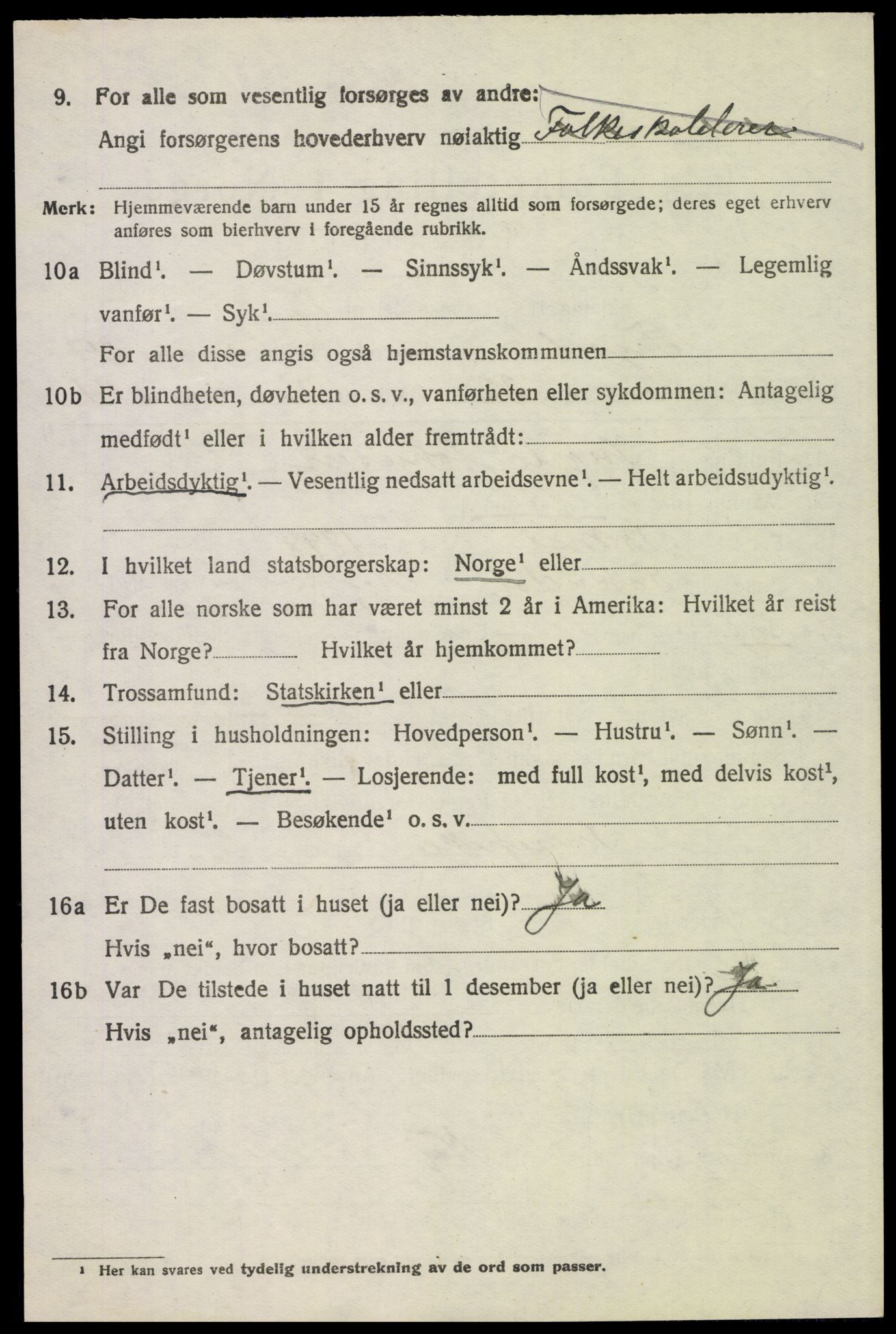 SAH, 1920 census for Trysil, 1920, p. 15496