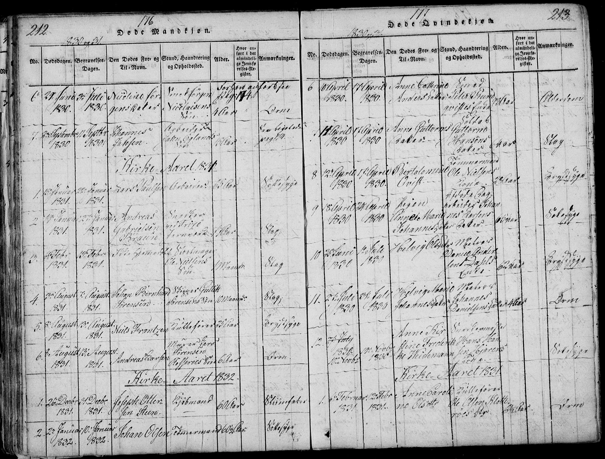 Larvik kirkebøker, SAKO/A-352/F/Fb/L0002: Parish register (official) no. II 2, 1818-1842, p. 212-213