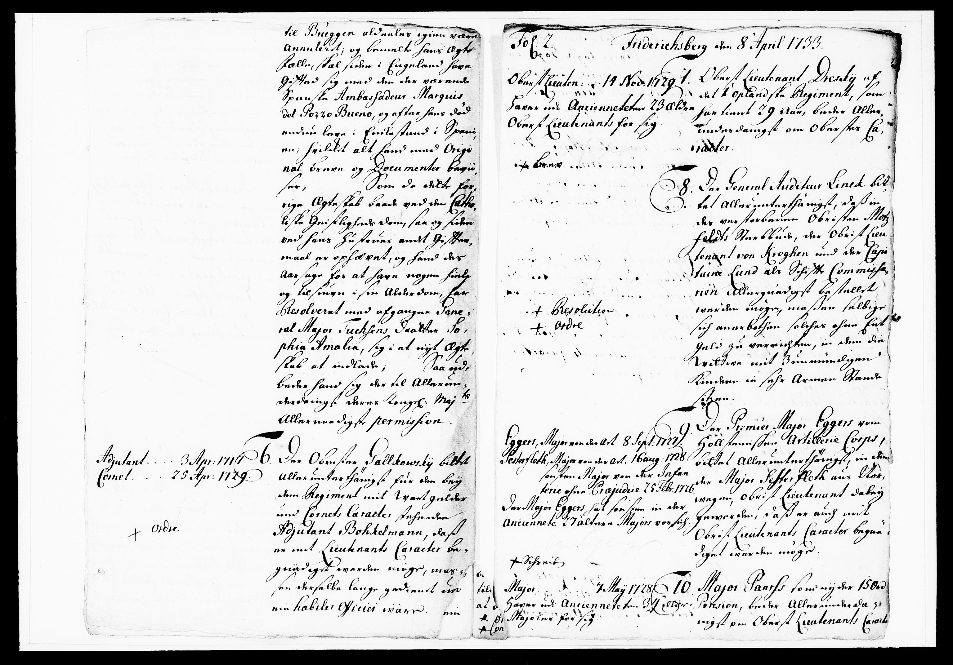 Krigskollegiet, Krigskancelliet, DRA/A-0006/-/1108-1113: Refererede sager, 1733, p. 88