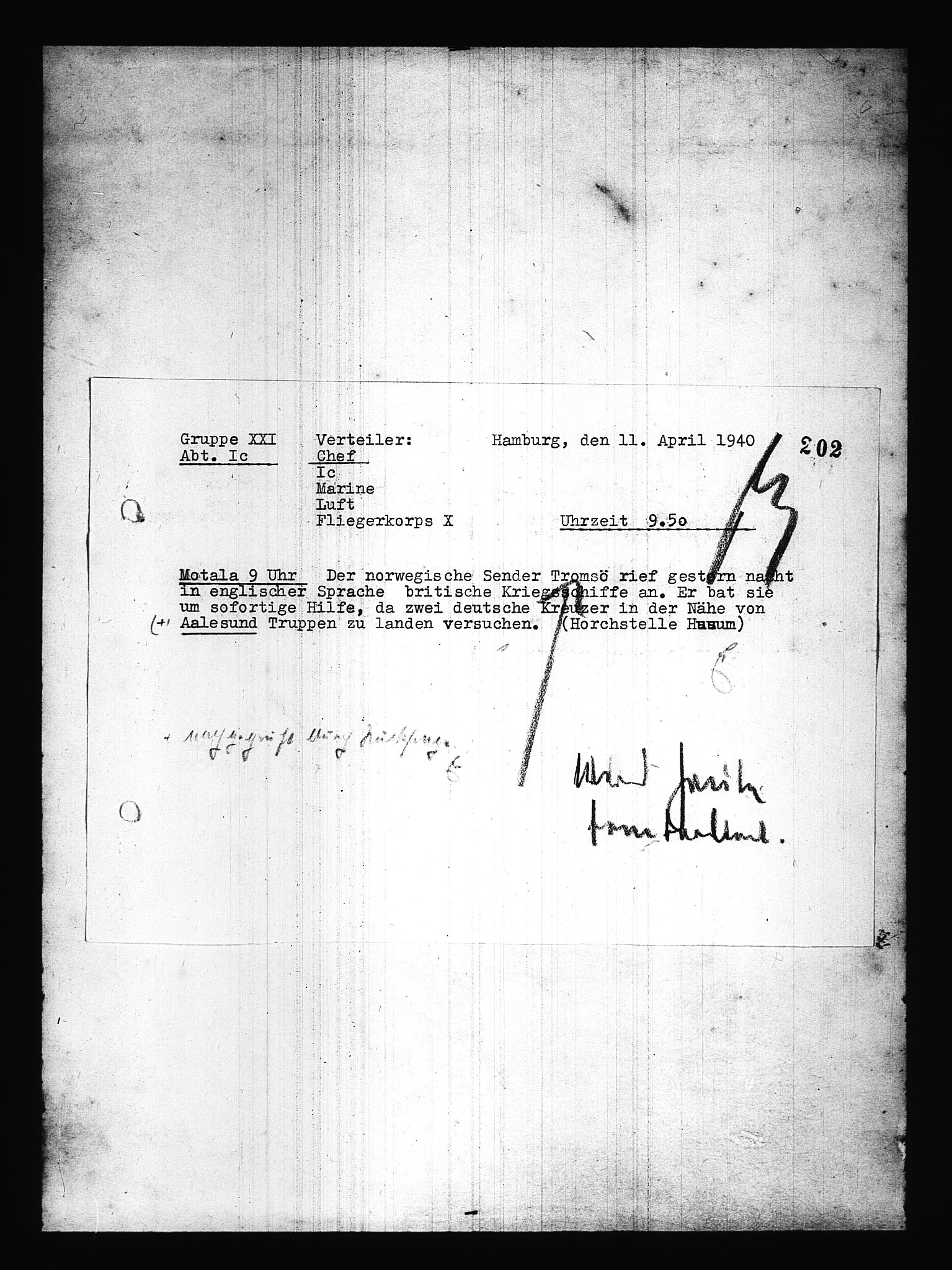 Documents Section, AV/RA-RAFA-2200/V/L0085: Amerikansk mikrofilm "Captured German Documents".
Box No. 724.  FKA jnr. 615/1954., 1940-1941, p. 56