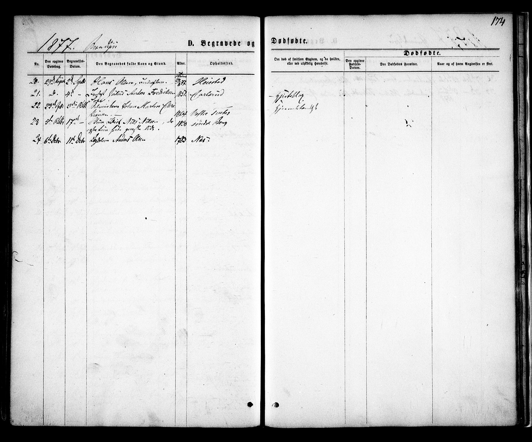 Skiptvet prestekontor Kirkebøker, SAO/A-20009/F/Fa/L0008: Parish register (official) no. 8, 1867-1877, p. 174