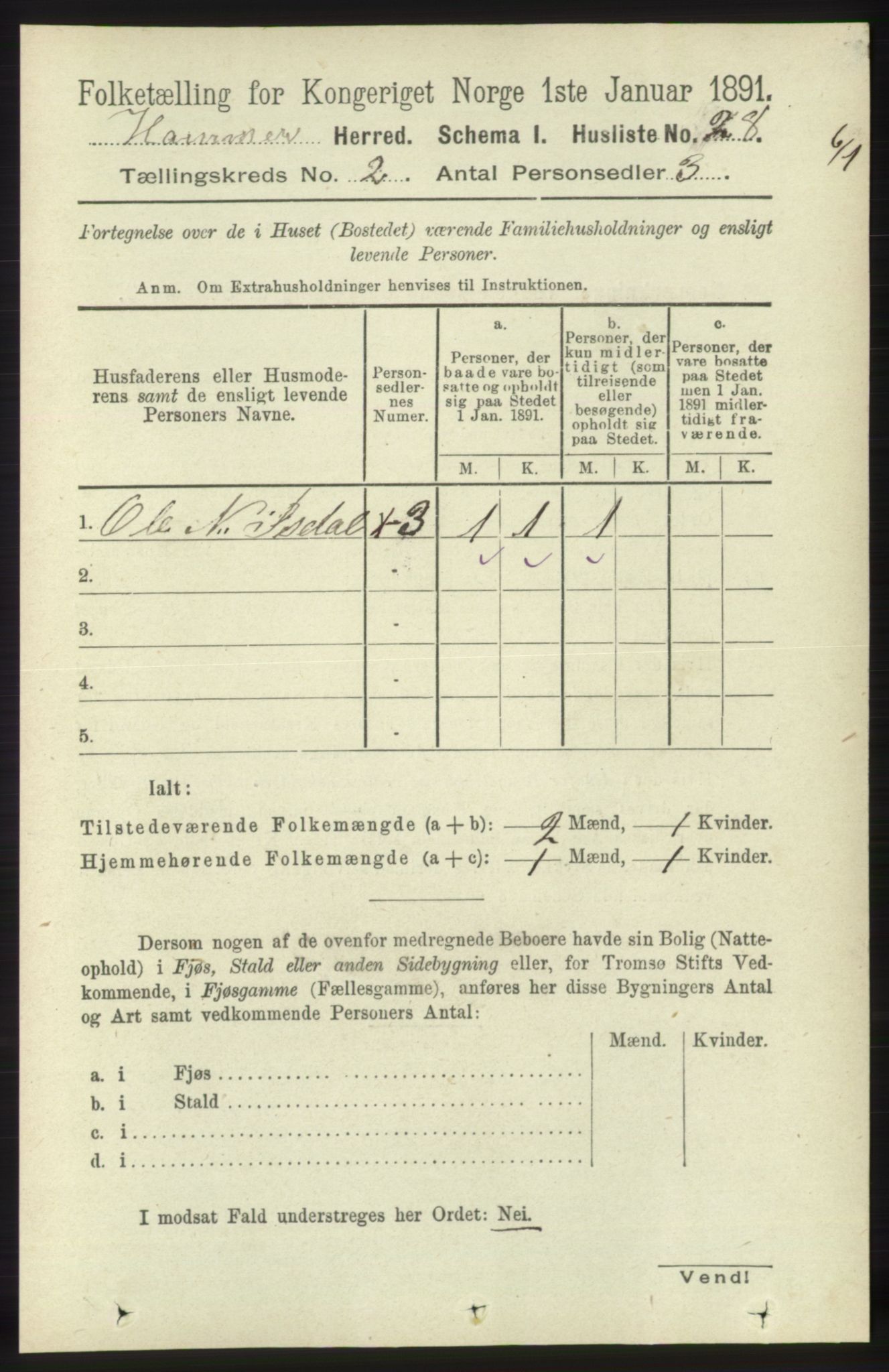 RA, 1891 census for 1254 Hamre, 1891, p. 214