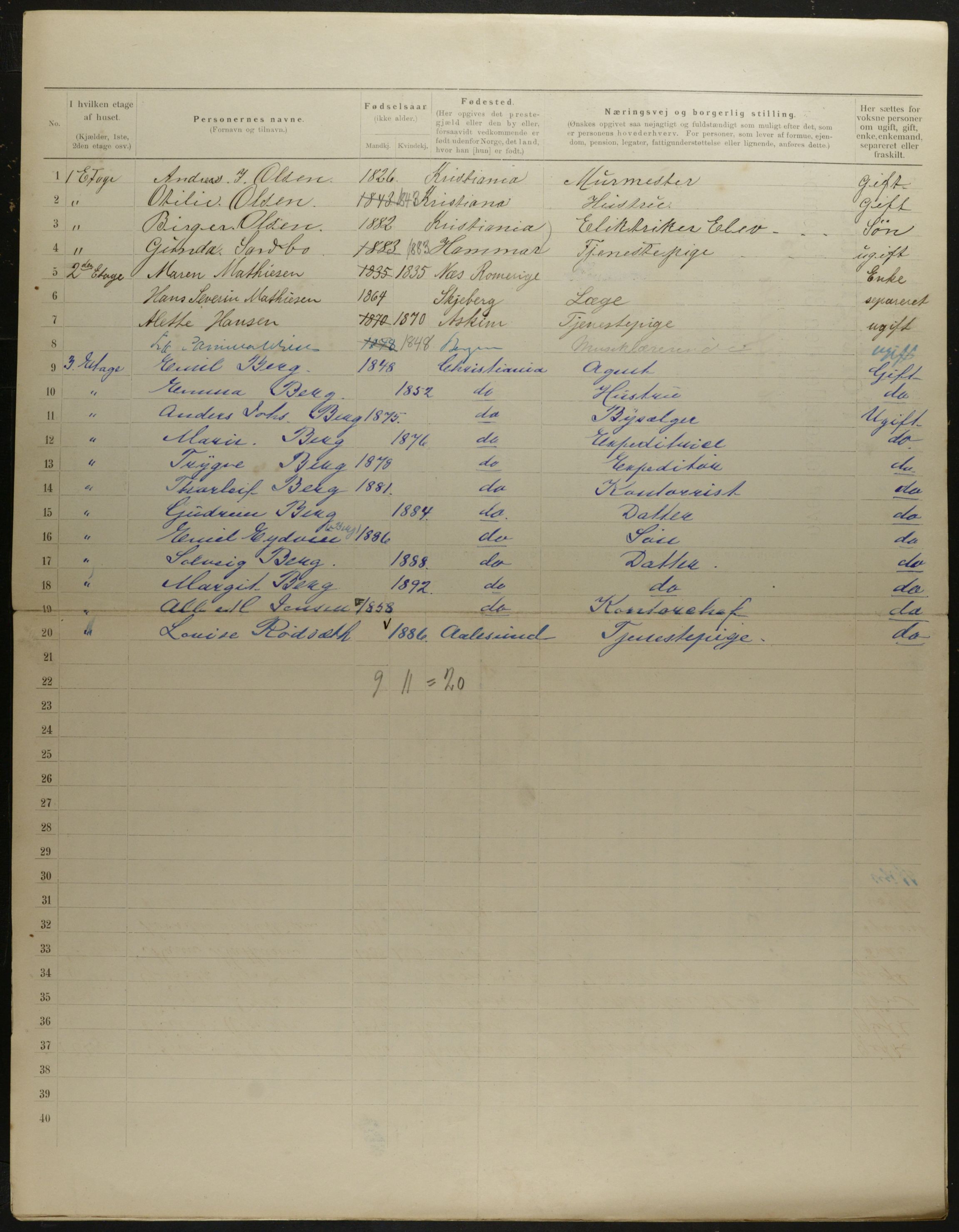 OBA, Municipal Census 1901 for Kristiania, 1901, p. 6644