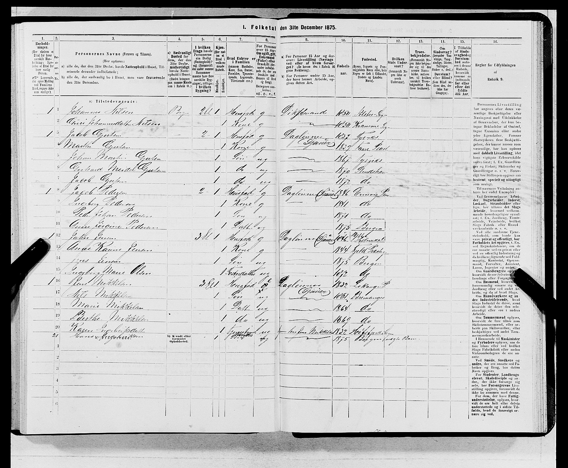 SAB, 1875 census for 1301 Bergen, 1875, p. 6126