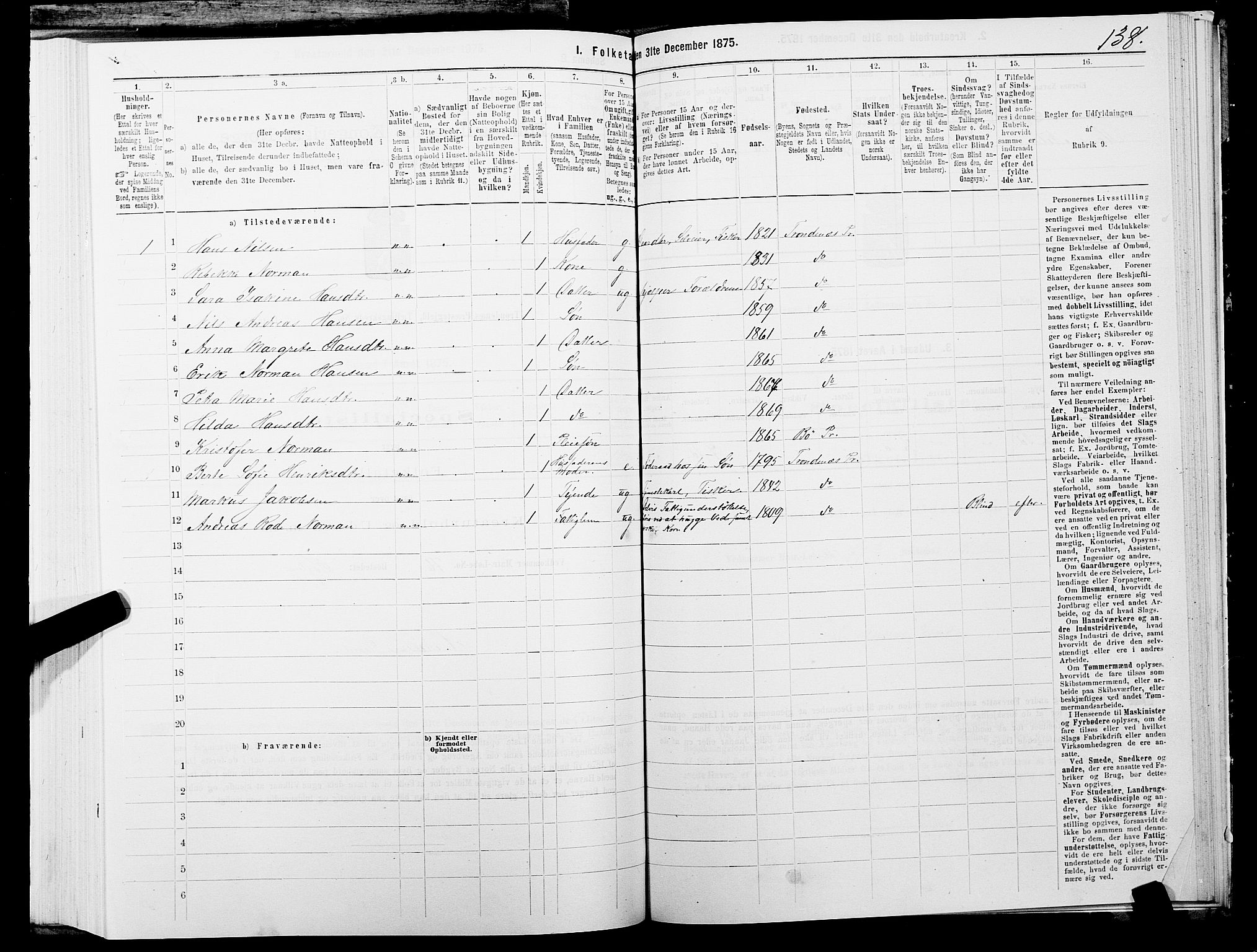 SATØ, 1875 census for 1914P Trondenes, 1875, p. 4138