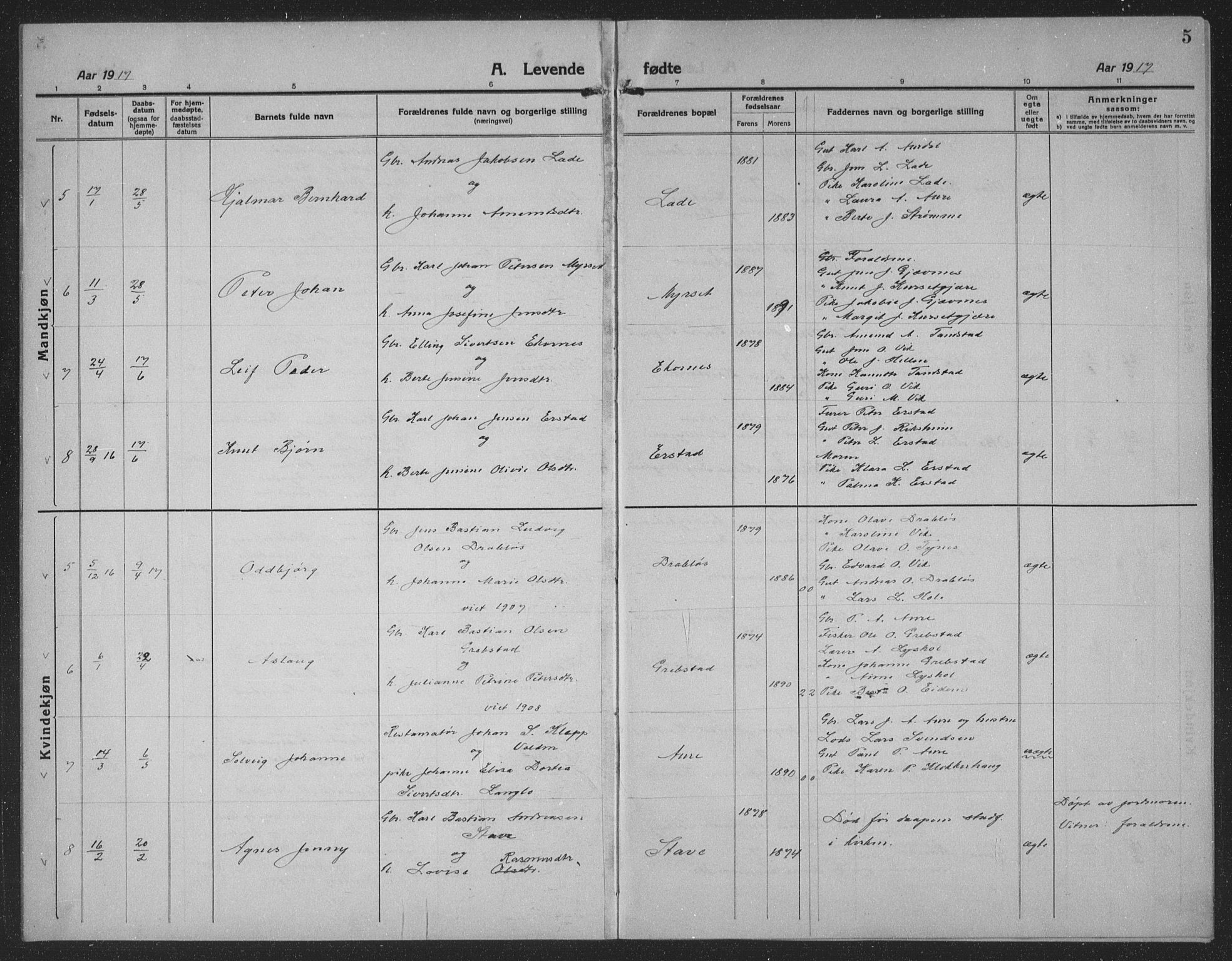 Ministerialprotokoller, klokkerbøker og fødselsregistre - Møre og Romsdal, AV/SAT-A-1454/523/L0342: Parish register (copy) no. 523C05, 1916-1937, p. 5