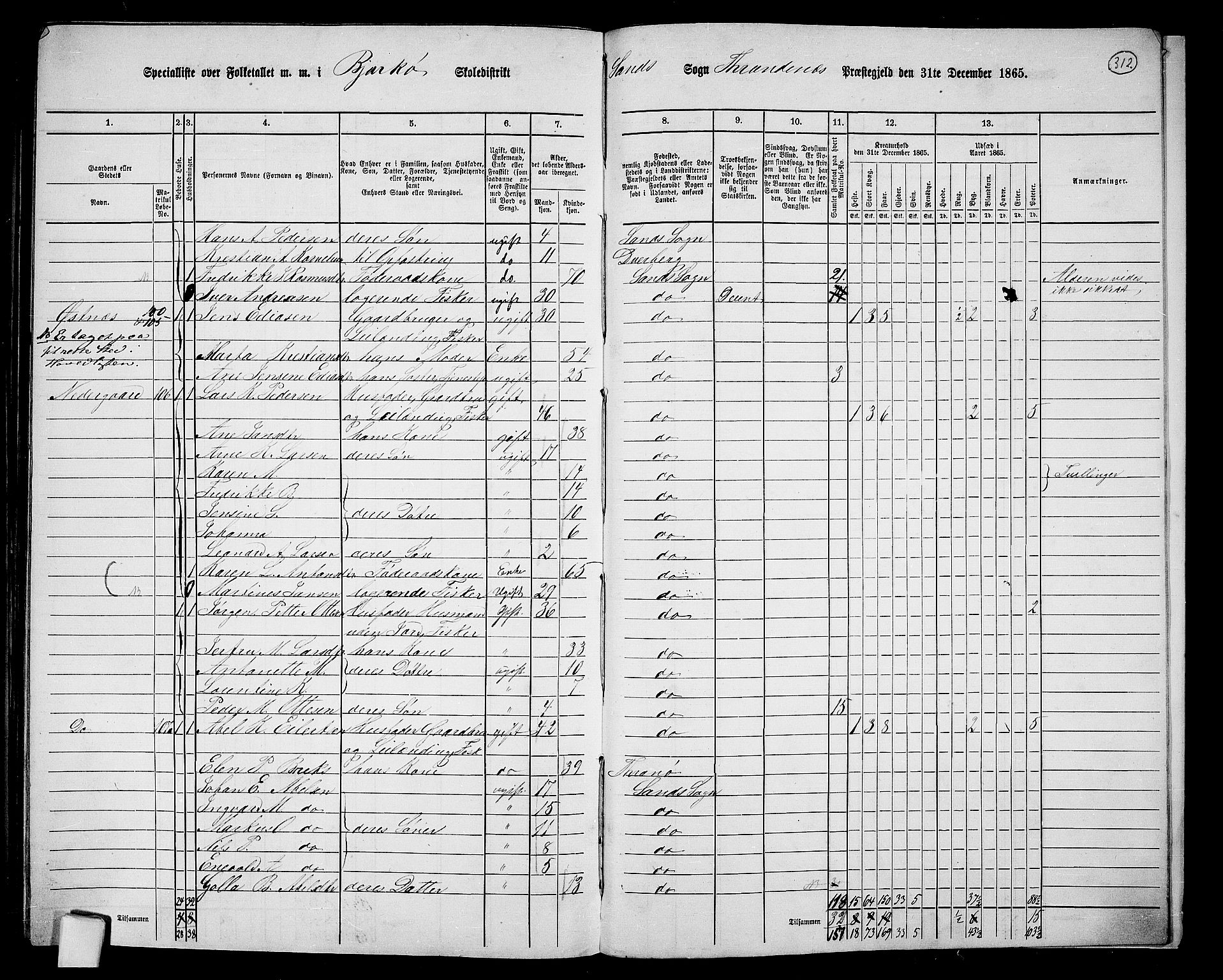 RA, 1865 census for Trondenes, 1865, p. 192