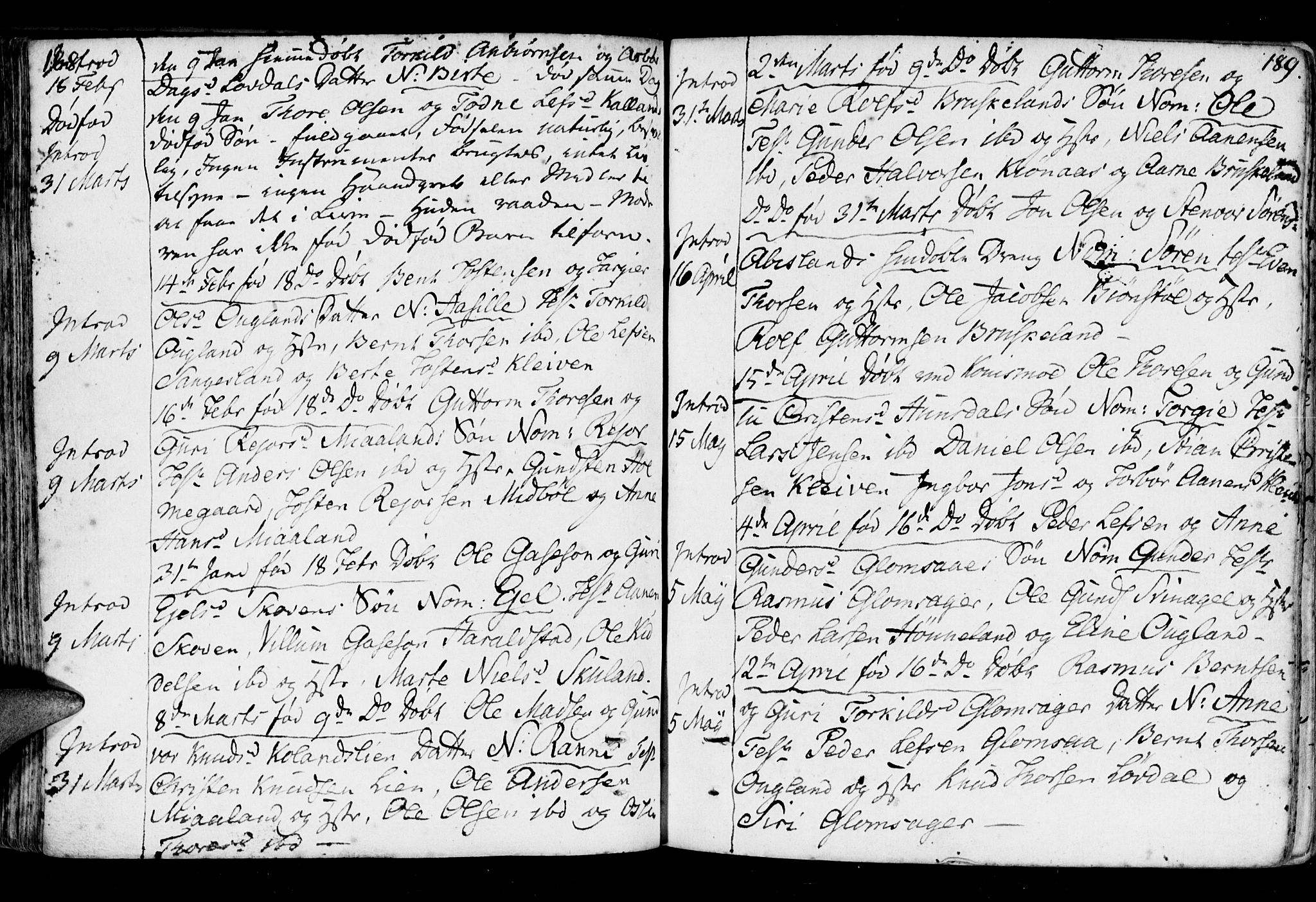Holum sokneprestkontor, SAK/1111-0022/F/Fa/Fab/L0004: Parish register (official) no. A 4, 1774-1847, p. 188-189