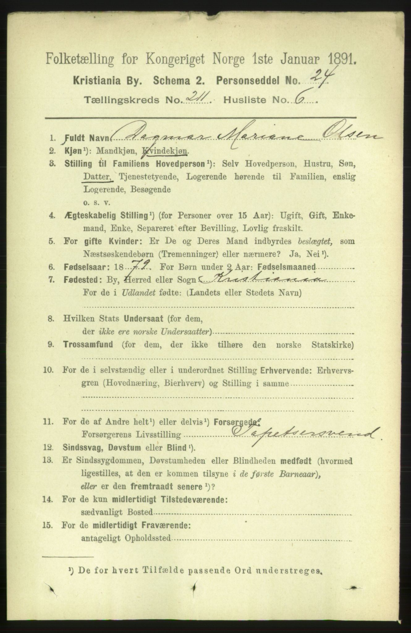 RA, 1891 census for 0301 Kristiania, 1891, p. 126017