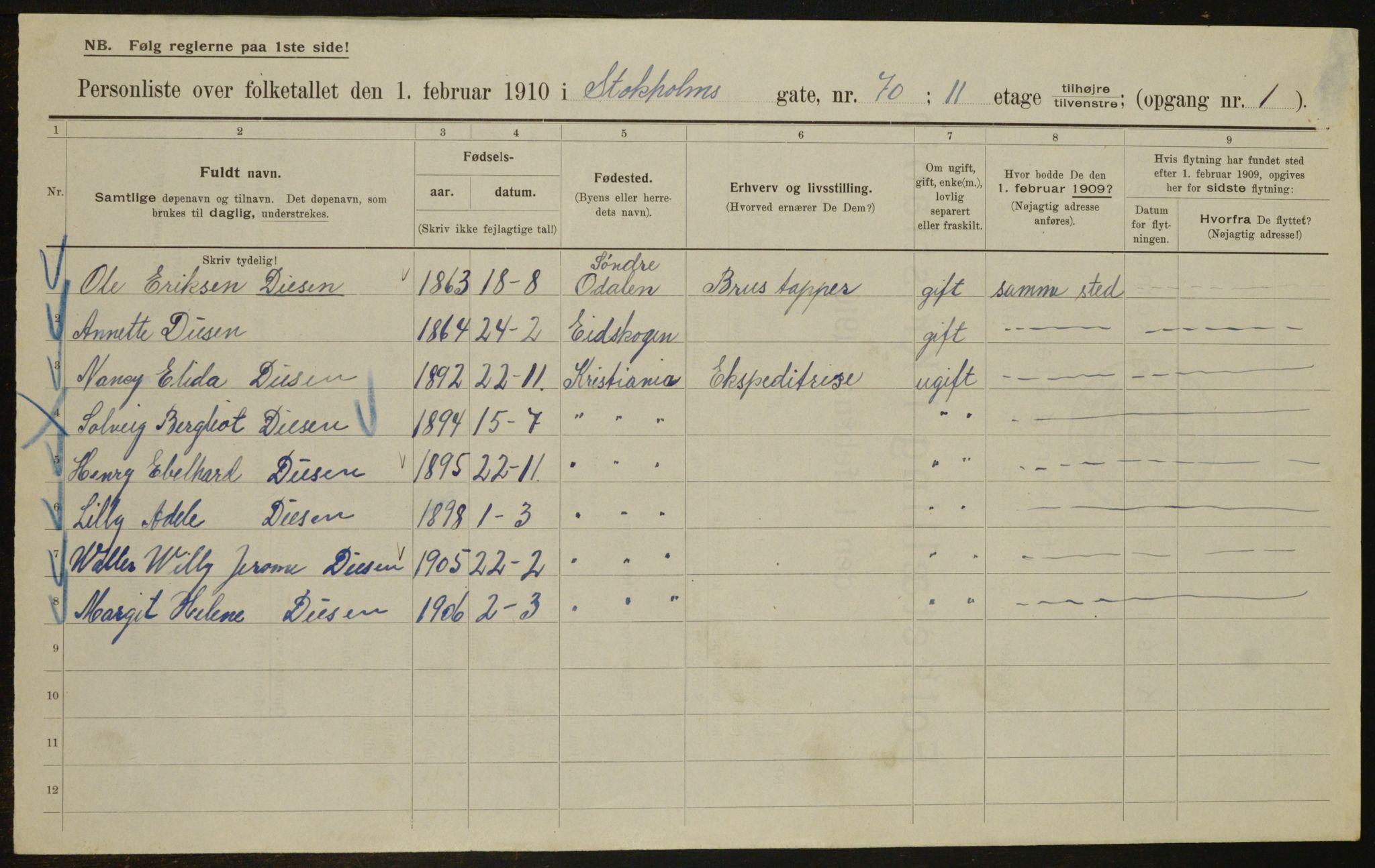 OBA, Municipal Census 1910 for Kristiania, 1910, p. 97469